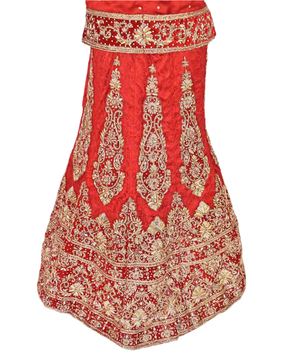 Red 3 Piece Bridal Peplum Lehenga Dupatta Size 12-14