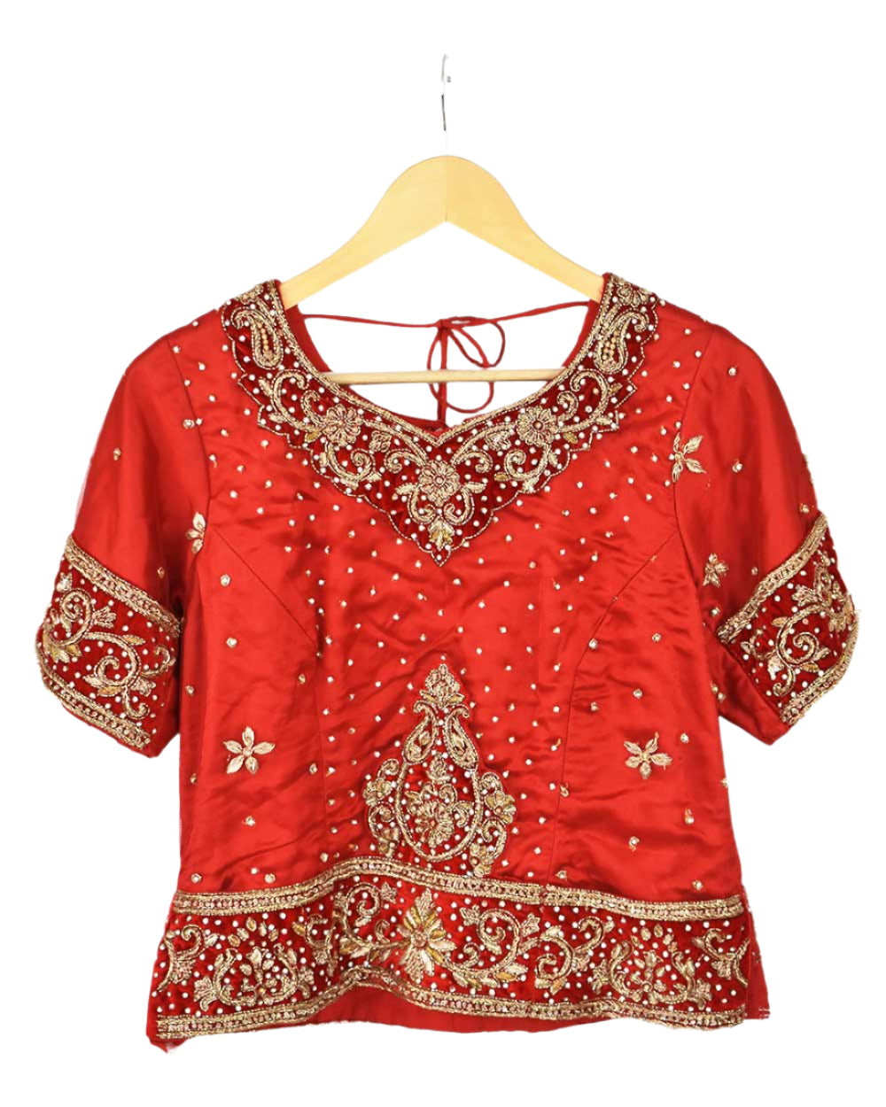 Red 3 Piece Bridal Peplum Lehenga Dupatta Size 12-14