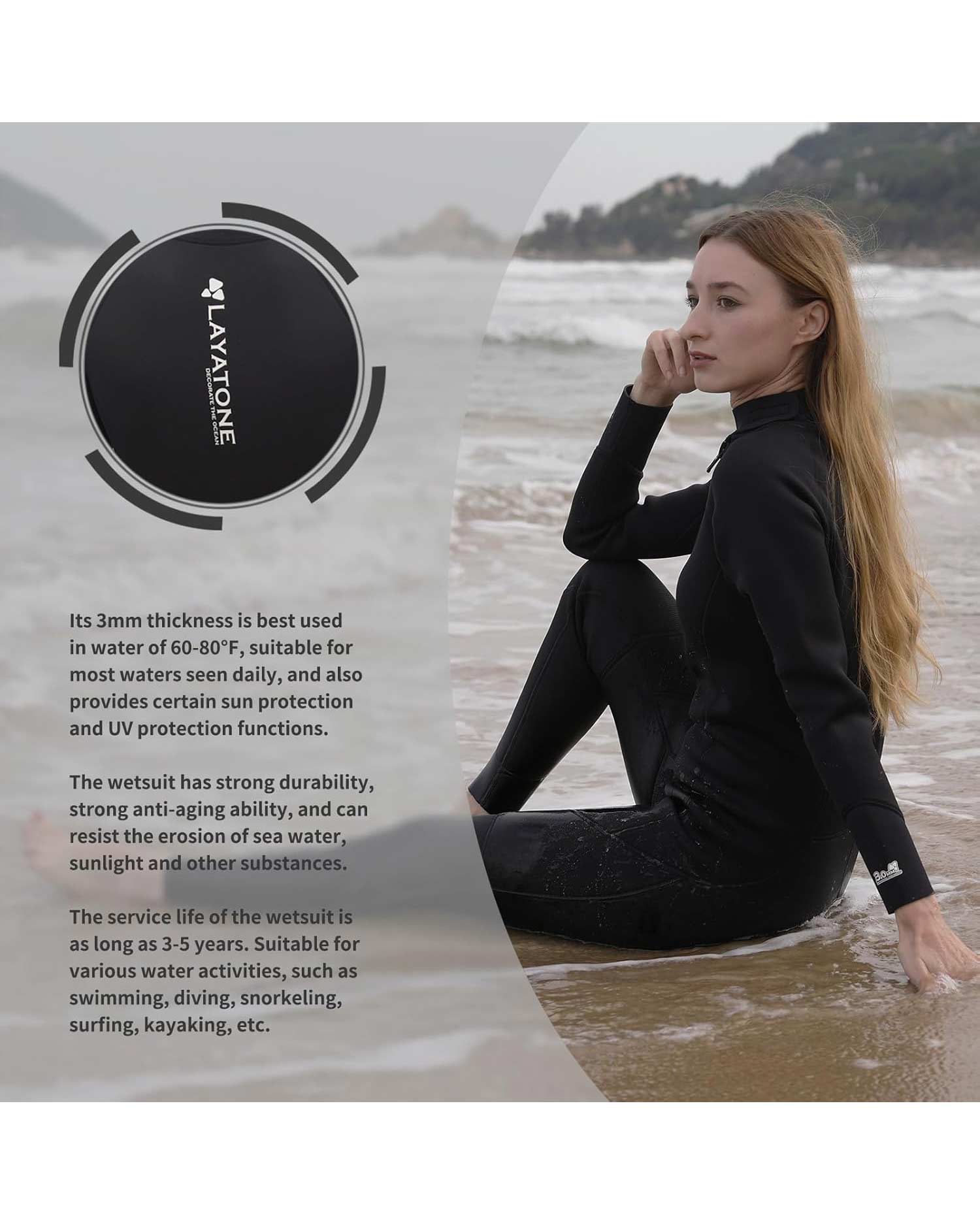 Layatone Unisex 3mm Shorty Neoprene Wetsuit Black