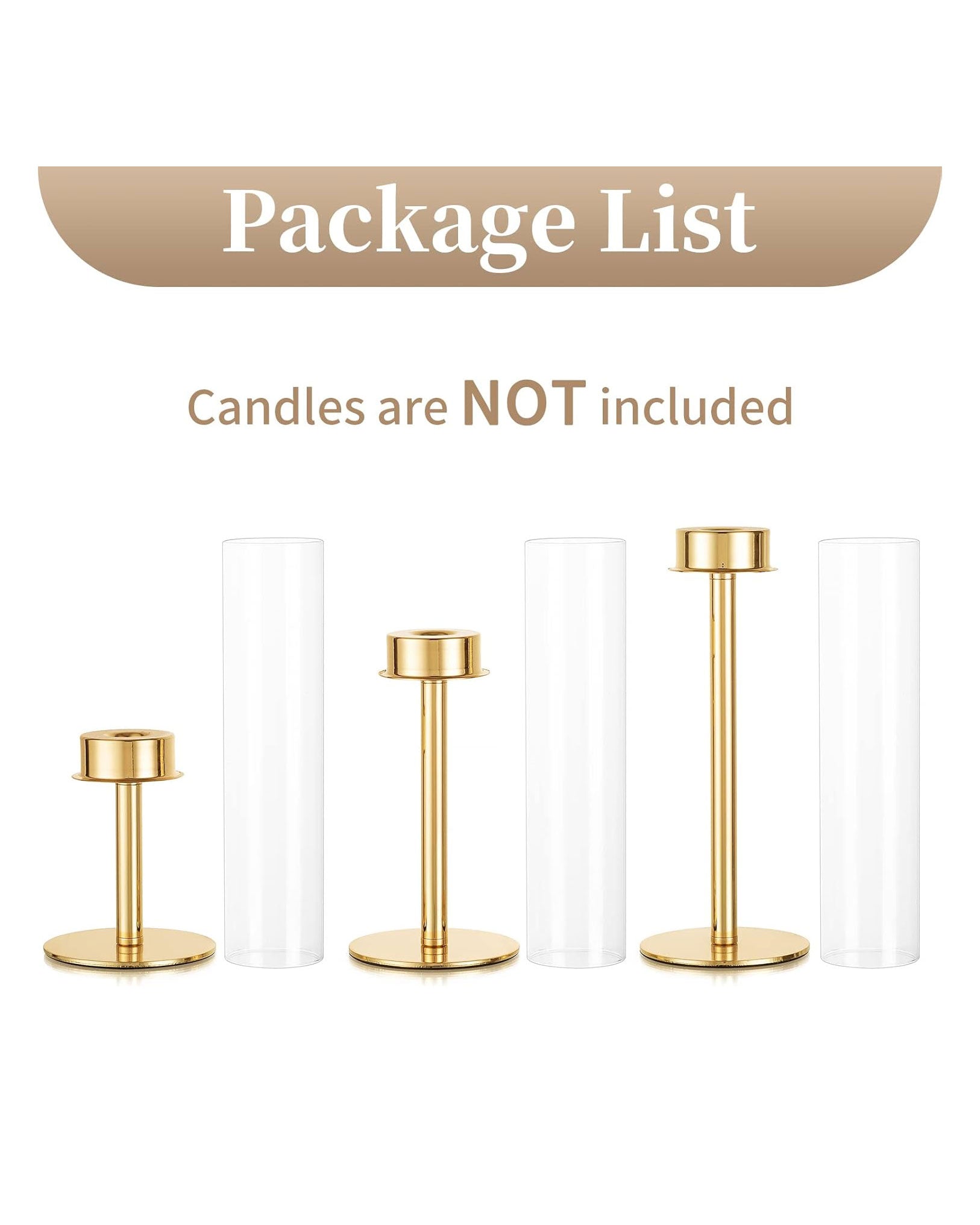 Gold Glass Candlestick Holders 3pcs 48/42/36cm