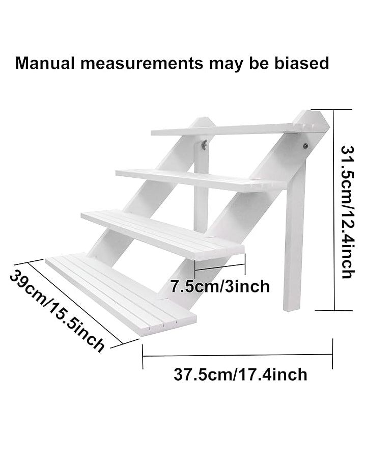 Rustic Wood Stand Storage Shelf 4 Tier Display White