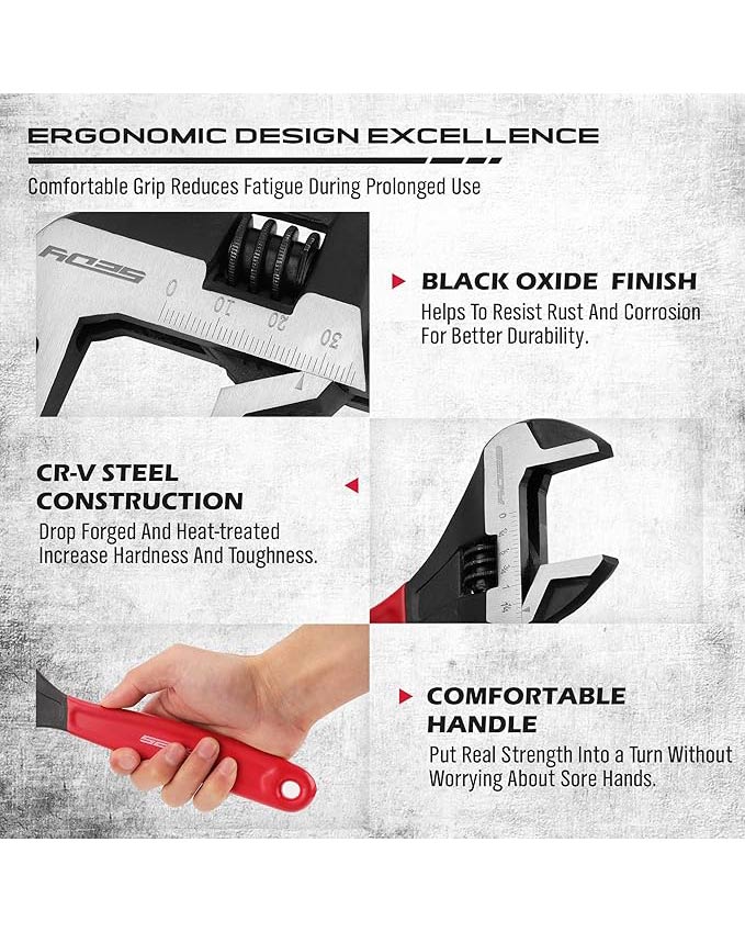 SEDY Adjustable Wrench Set Pipe Spanner: 6" 8" 10"