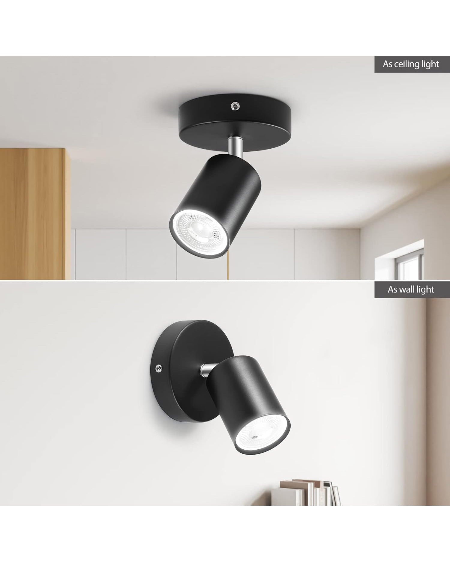 ZISHATUO LED Ceiling Spotlight Rotatable 2 Pack Black