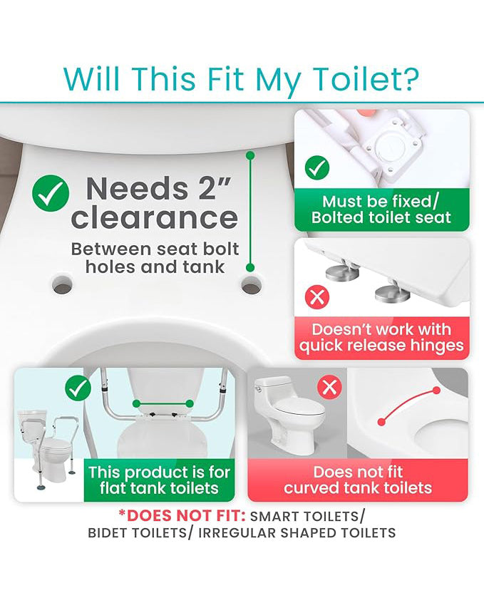 Vive Toilet Rail Bathroom Safety Frame Grab Bar