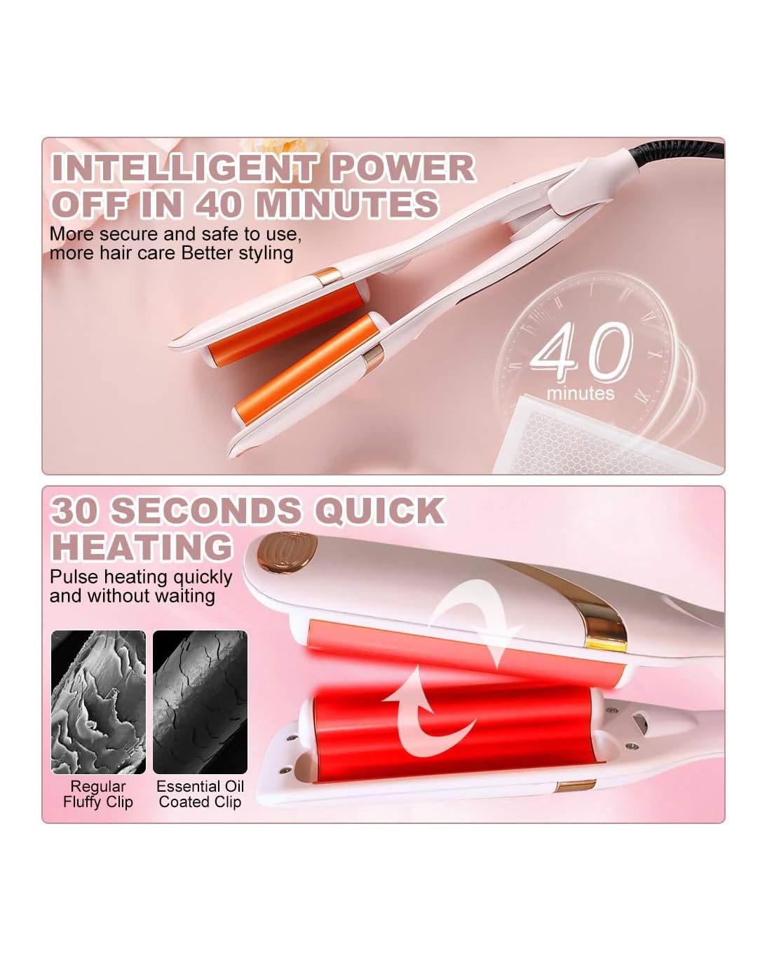 Professional Crimping Iron 32mm Wave Pink