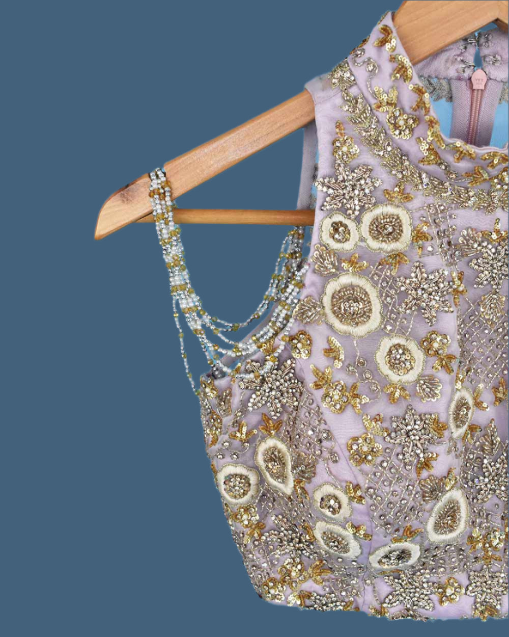 Pale Pink Asian Wedding Bodice Skirt Shawl