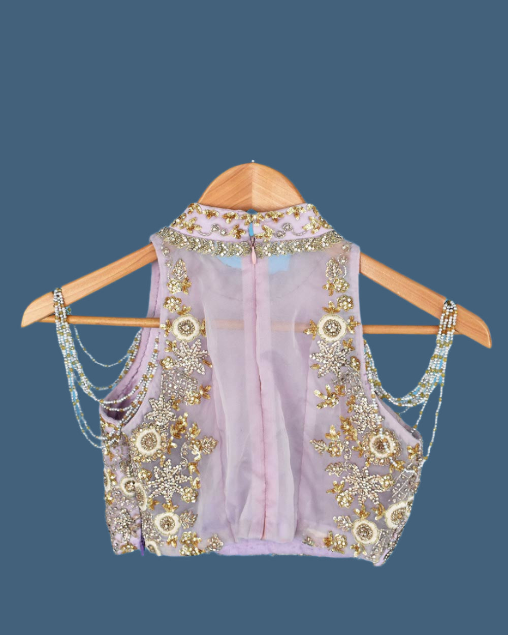 Pale Pink Asian Wedding Bodice Skirt Shawl