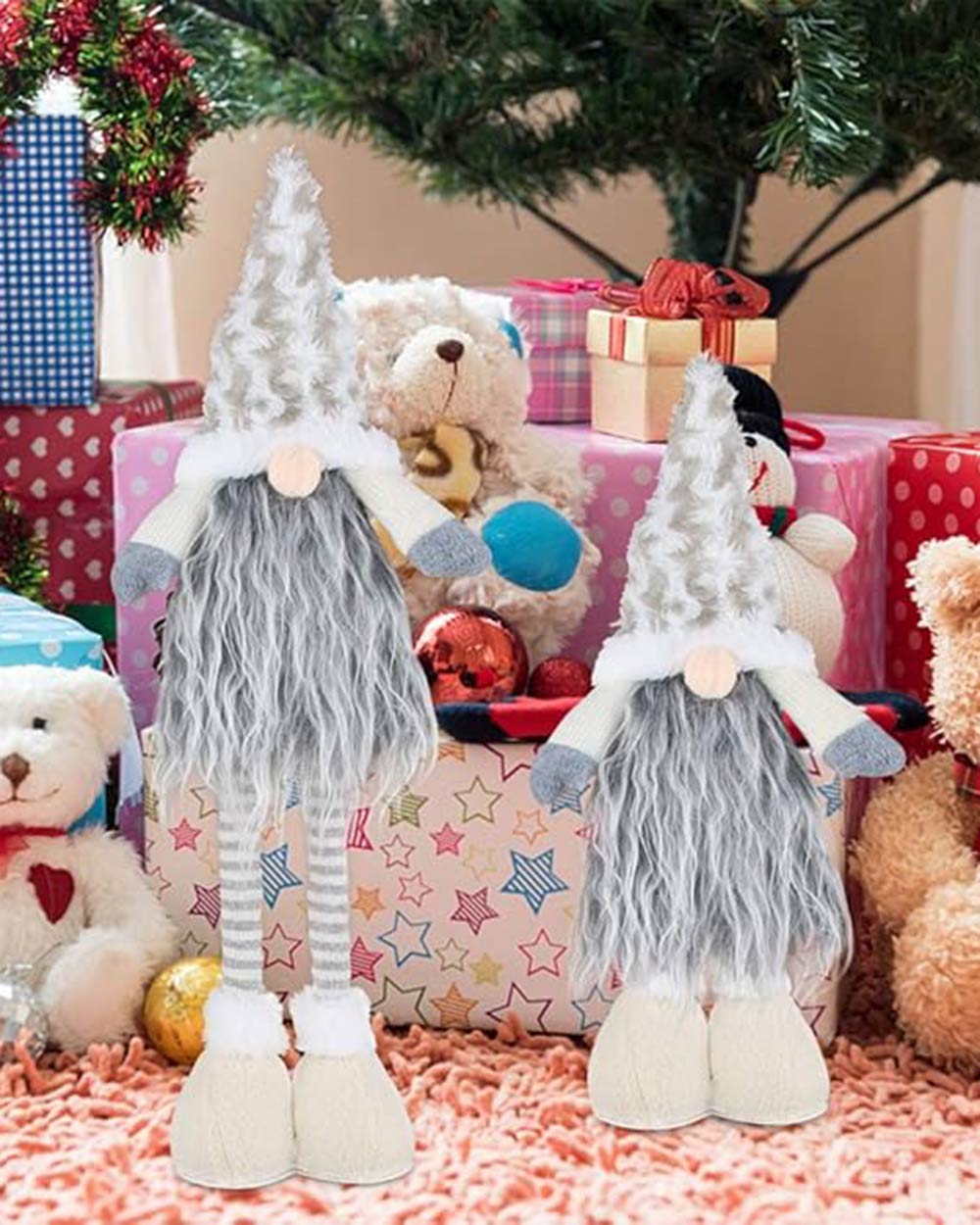 Christmas Gonk Extendable Legs Ornament Grey