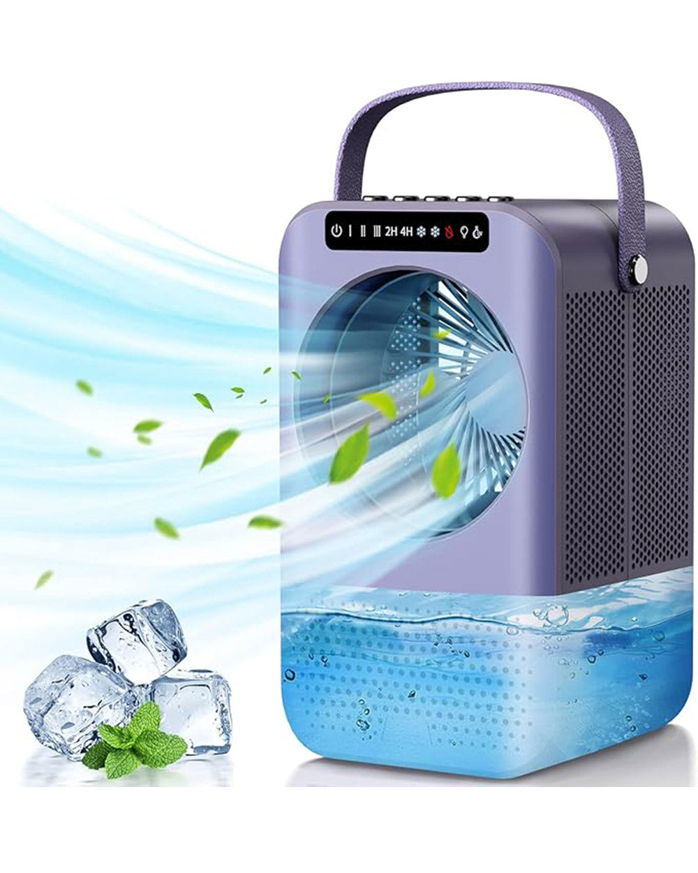 Portable Air Conditioner Fan, 3 in 1- Desk Fan & Humidifier Purple