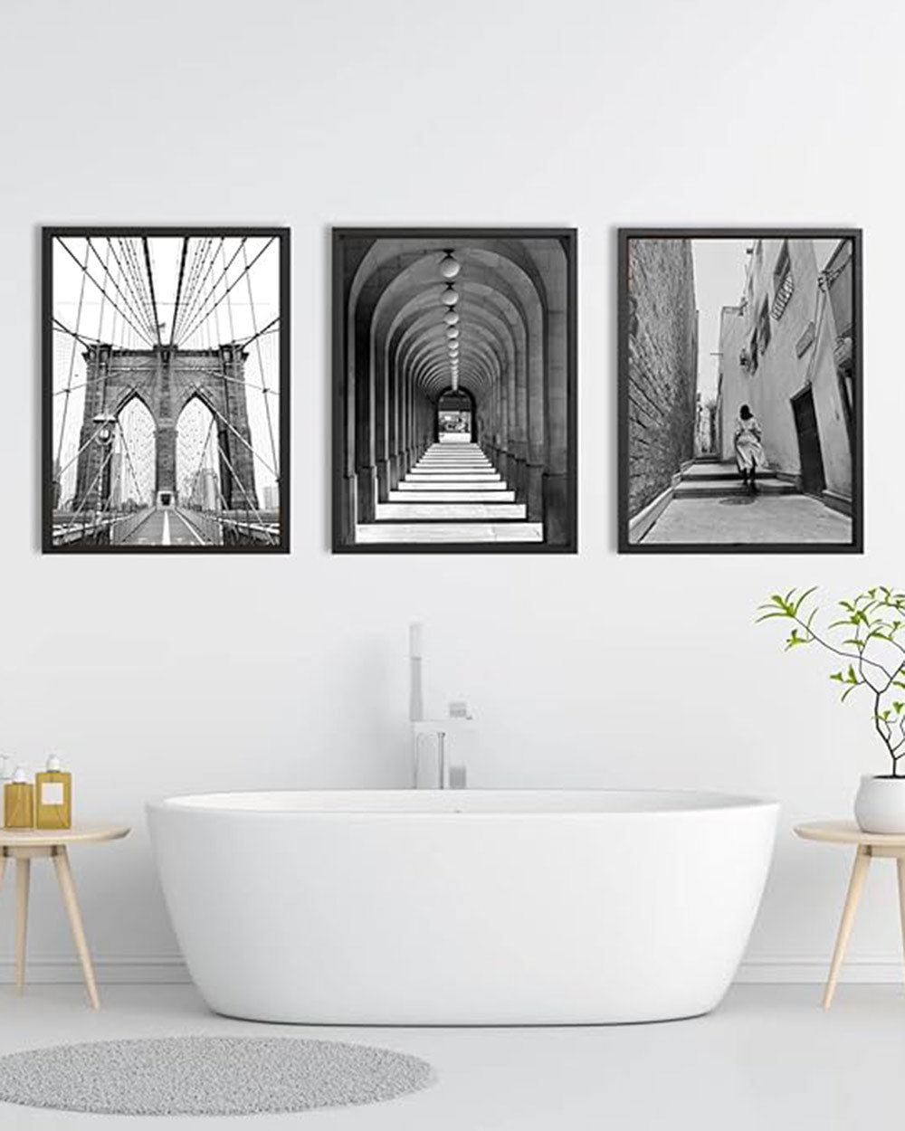 Black & White New York Modern Framed Wall Art Posters 3 PC 24"x32"