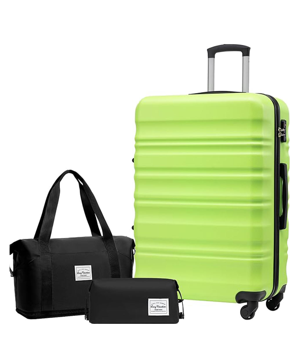 Long Vacation Suitcase Set 3PC Hand Luggage Trolley Apple Green