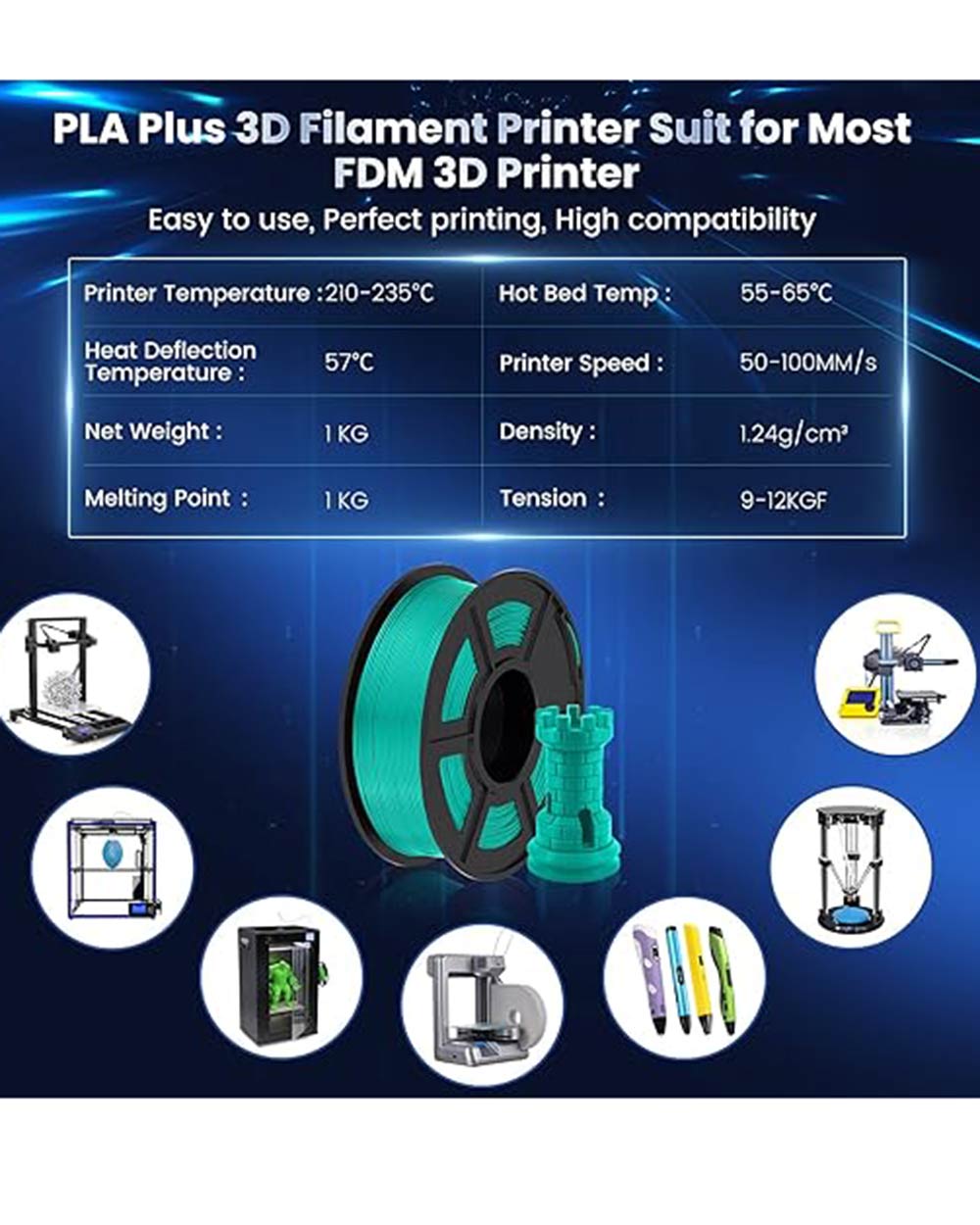 3D Printer Filament 1.75mm PLA+ 3D Filament FDM 3D Printer 3D Pens