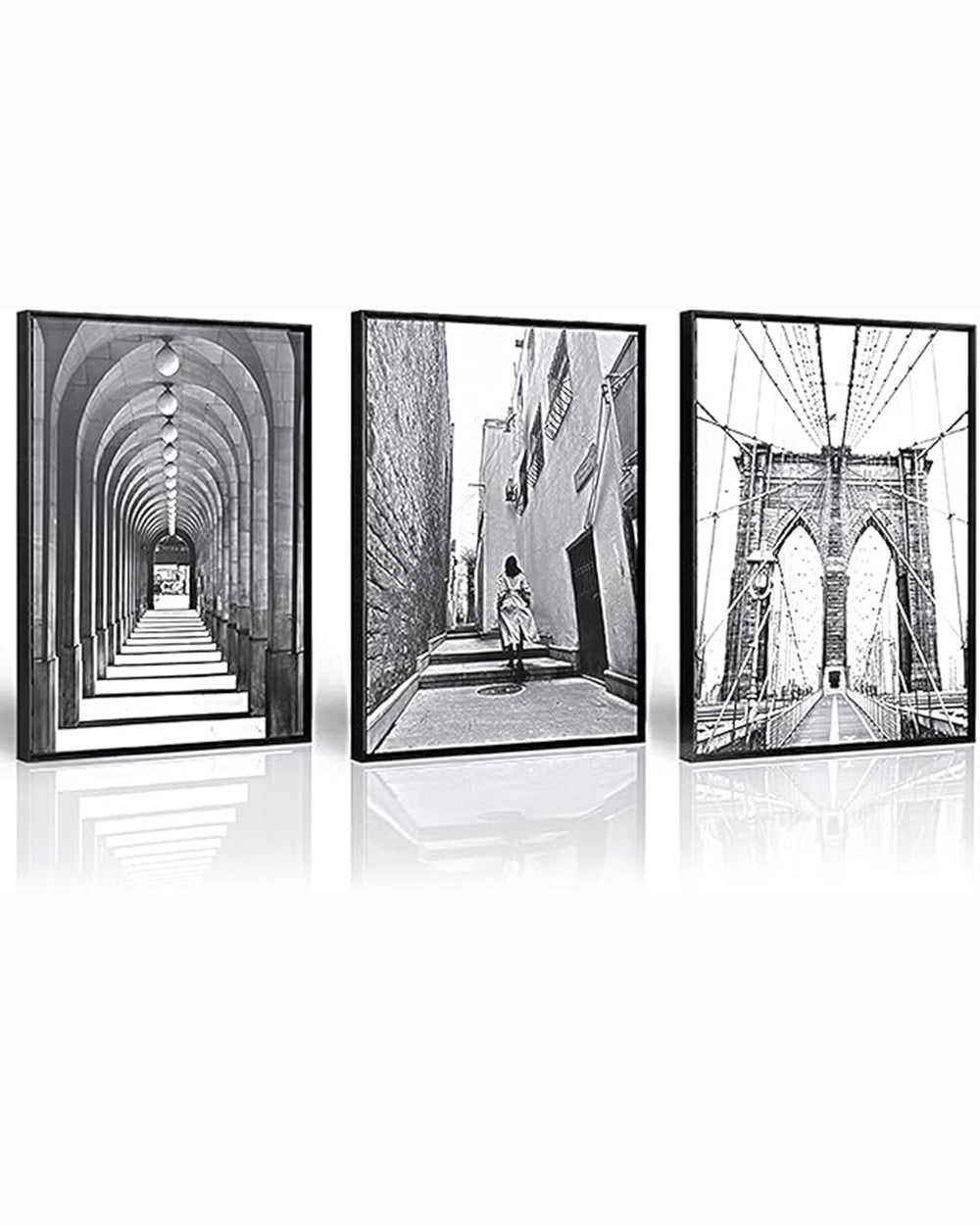Black & White New York Modern Framed Wall Art Posters 3 PC 24"x32"