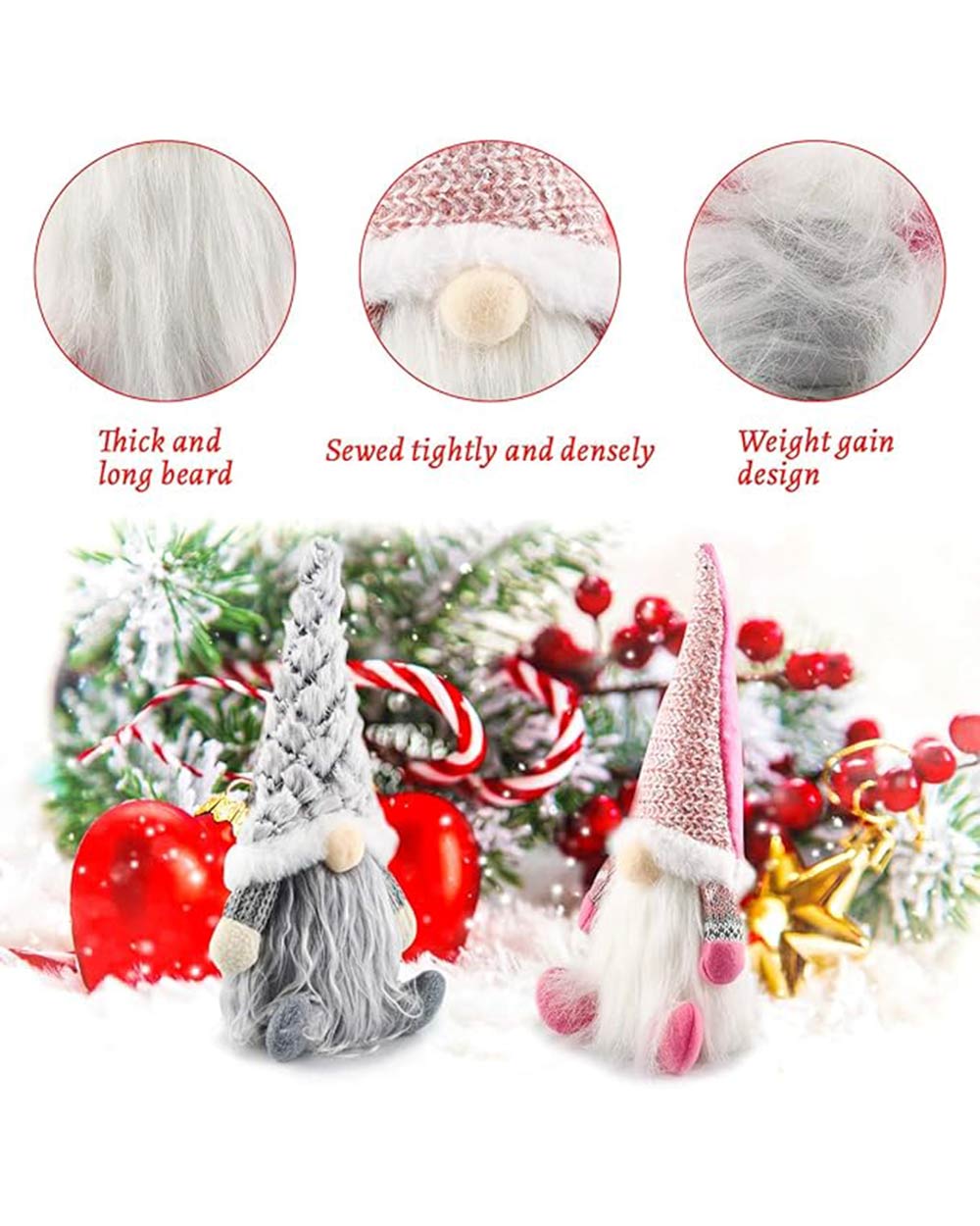 Christmas Gonk Plush Decoration 16x6x29cm Grey