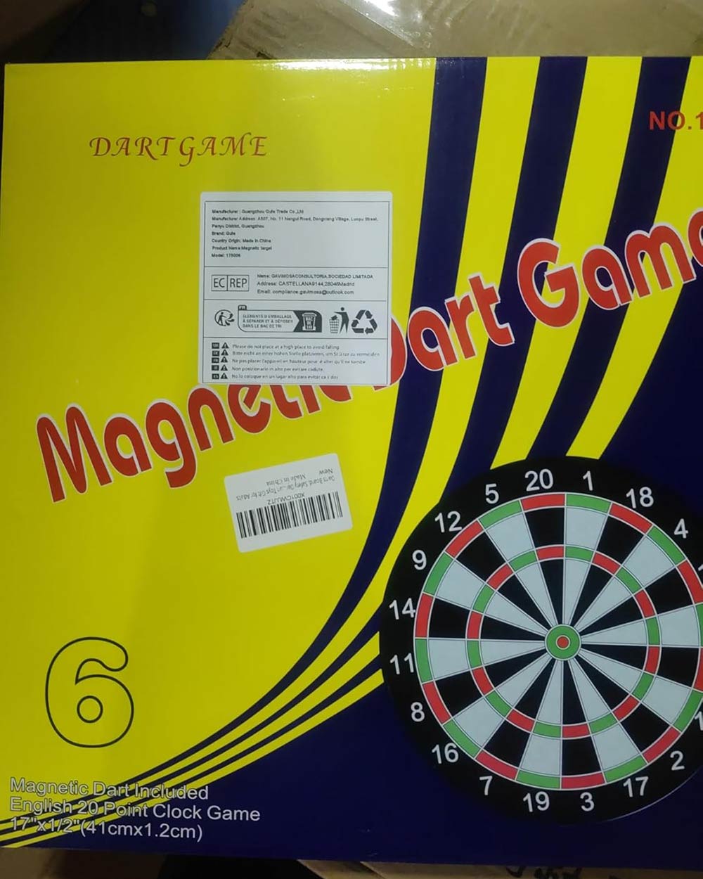 Darts Board Magnetic Safety Set 17" With Darts