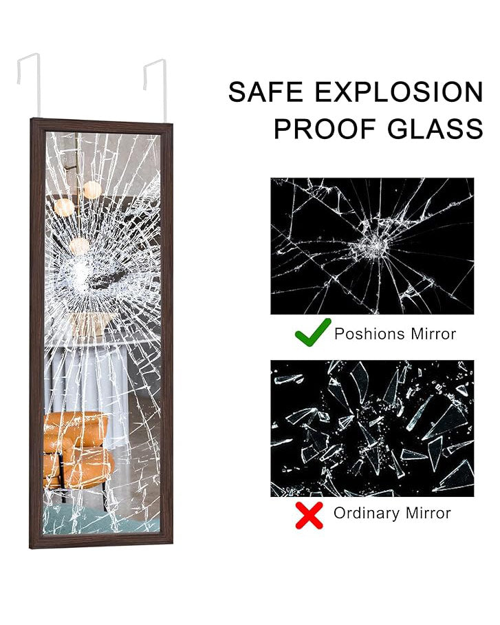 Poshions Full Length Door Wall Mirror Black 130x45cm