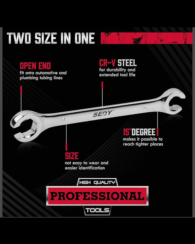 SEDY 4 Piece Set Metric Tubing Wrench with Case