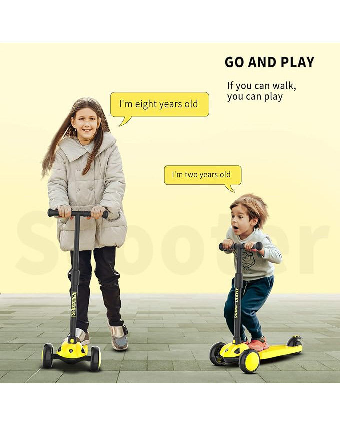 IMMEK Kids Scooter LED Light-Up Wheels Adjustable Yellow