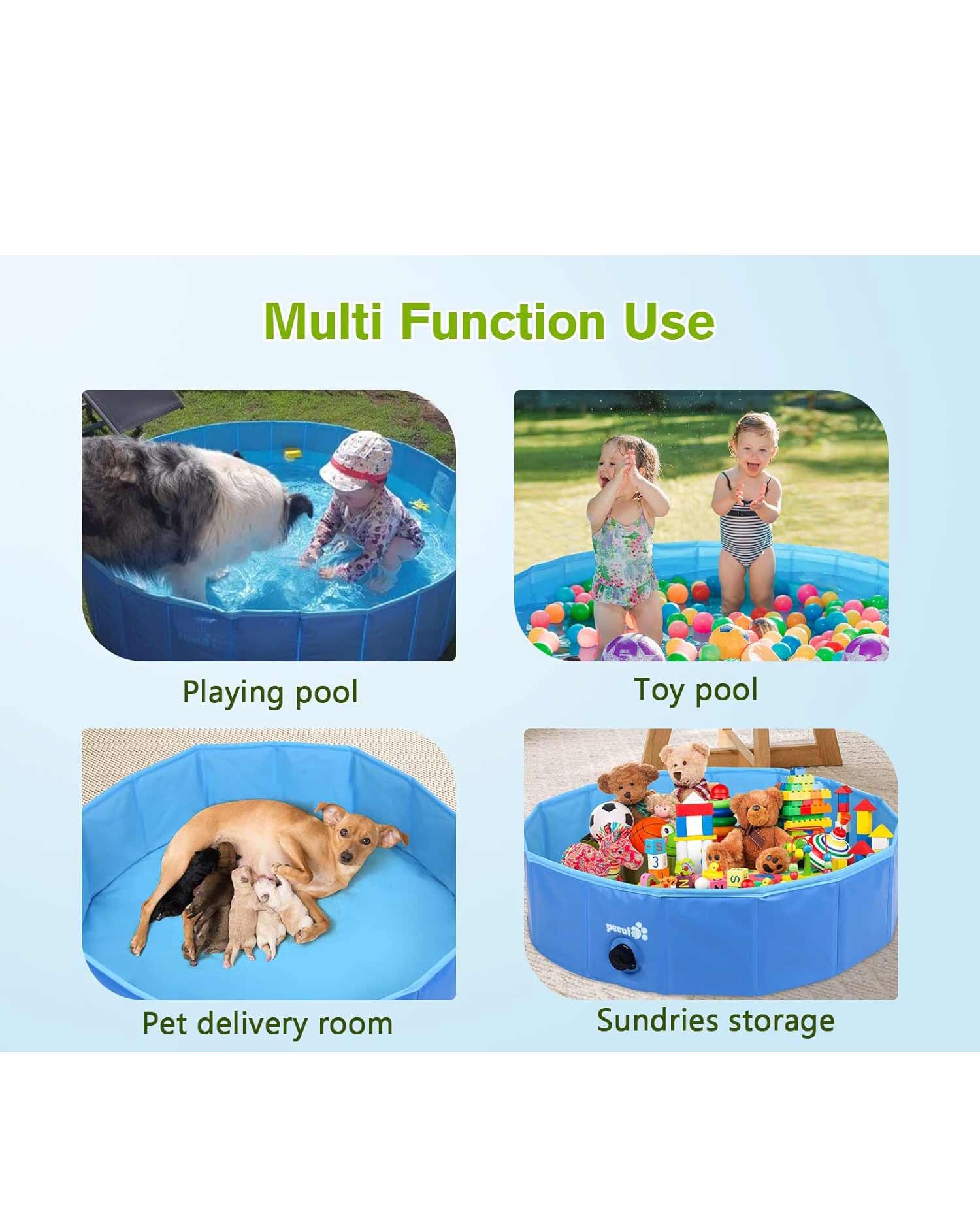 Paddling Pool for Pets and kids Foldable 120x 30cm