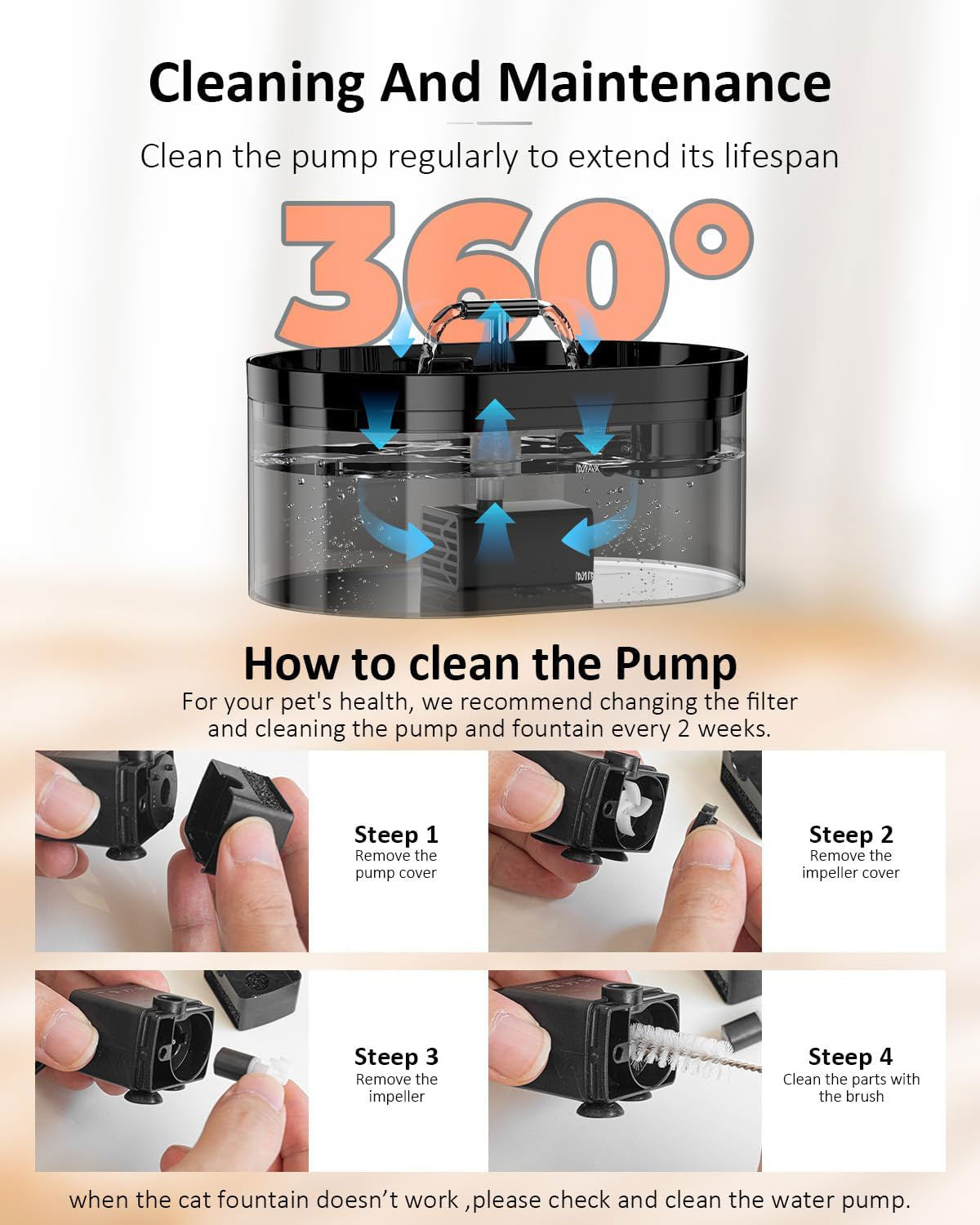 Automatic Water Fountain 2.2L for Cats Dogs Black