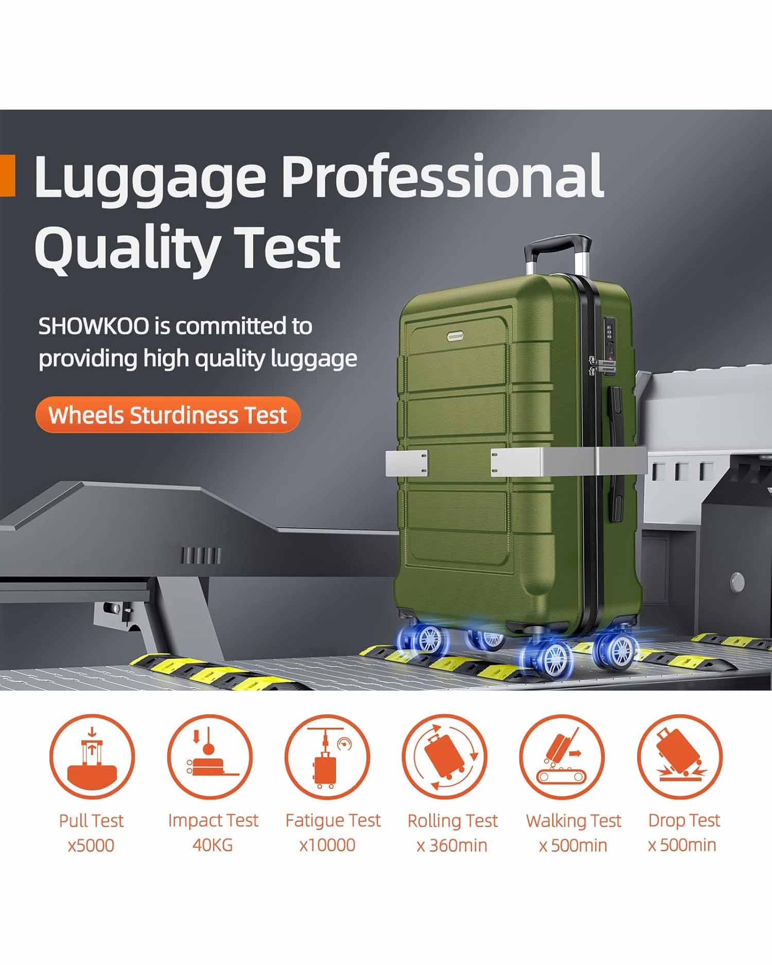 SHOWKOO Luggage Sets 3 Piece Lightweight Green