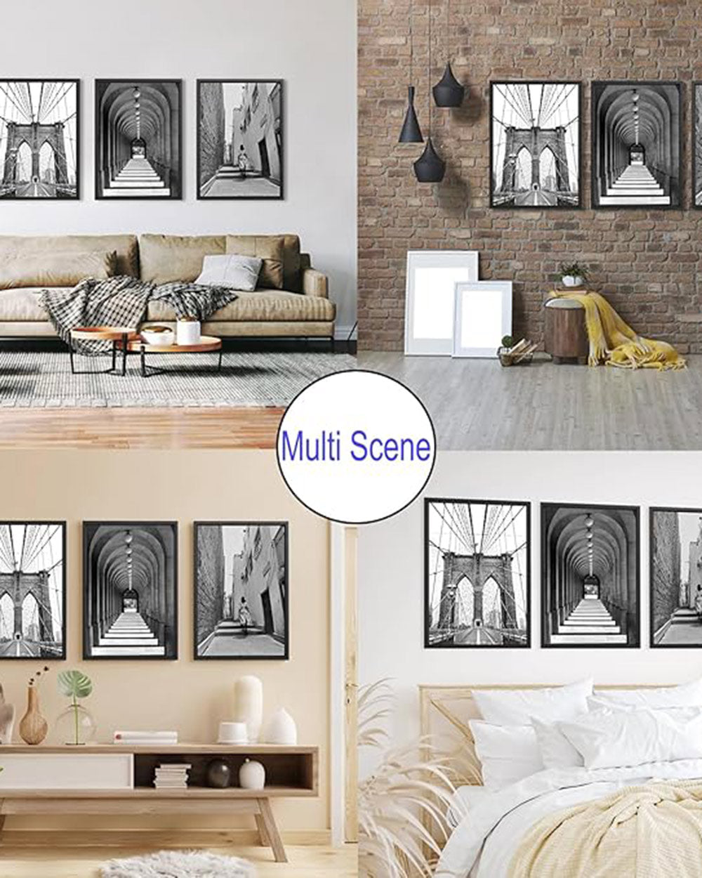 Black & White New York Modern Framed Wall Art Posters 3 PC 24"x32"
