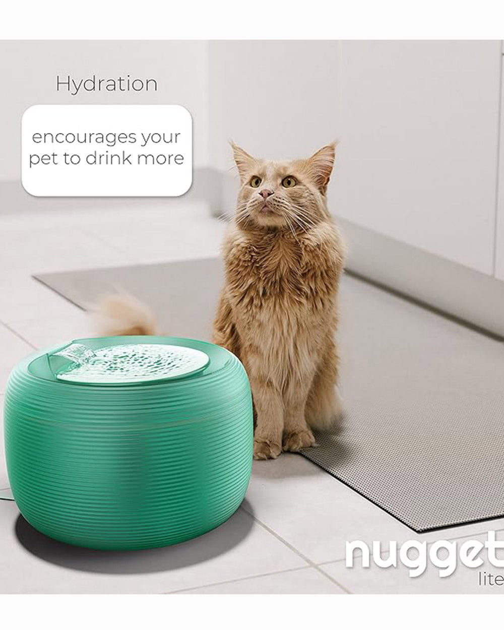 Pet Water Fountain Dog Cat Nugget Lite Drinking 2.5L Green