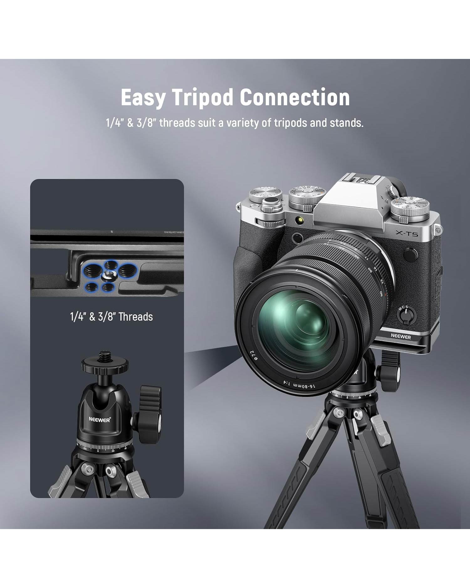 NEEWER X-T5 L Handle Grip Metal L Plate Silicone Grip CA014G