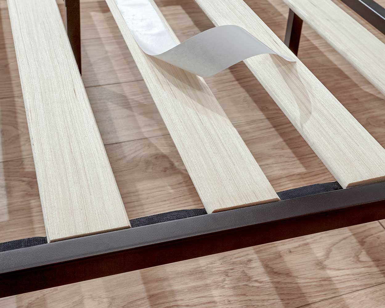 Kore Bedframe 135cm Black double bed frame close up of the slats