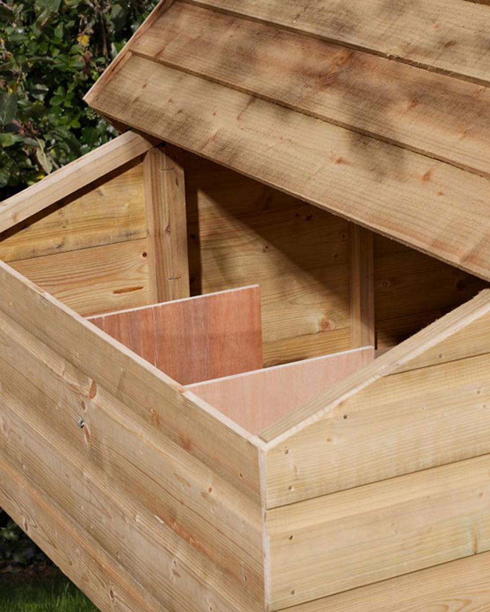 Large Chicken Coop Wooden Rowlinson close up of the inside