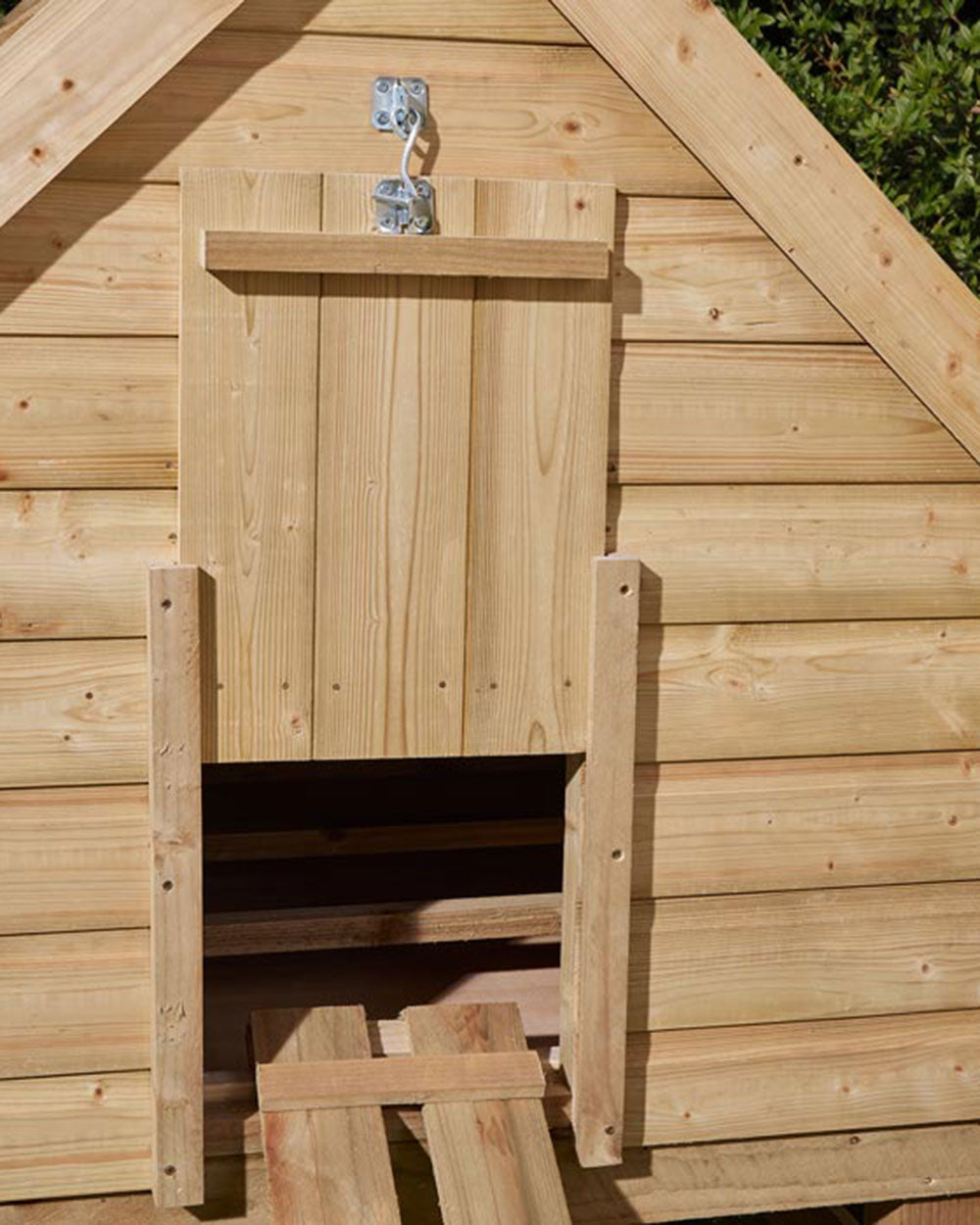 Large Chicken Coop Wooden Rowlinson with the hatch up