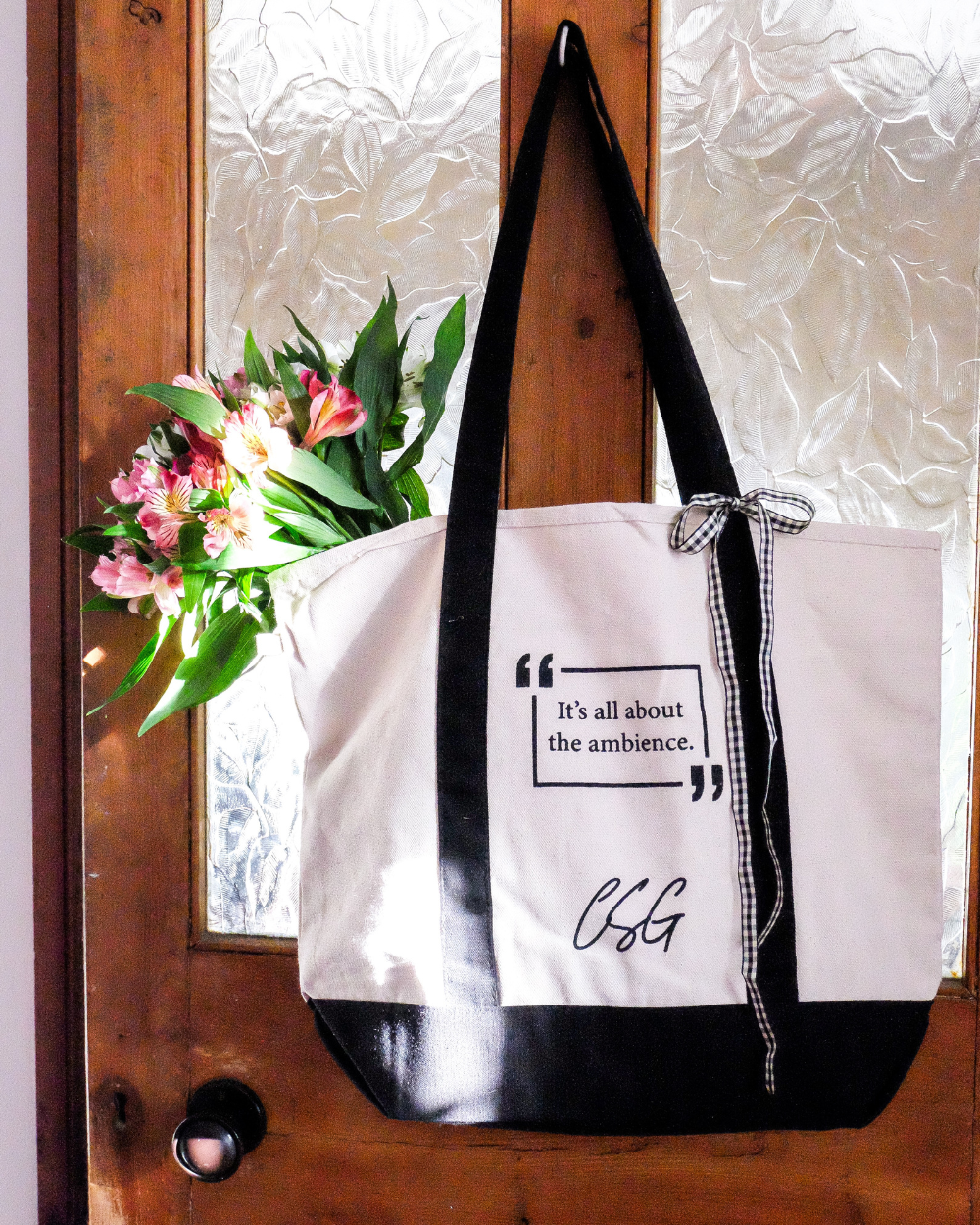 Charity Shop Girl Tote Bag Natural Black 100% Cotton