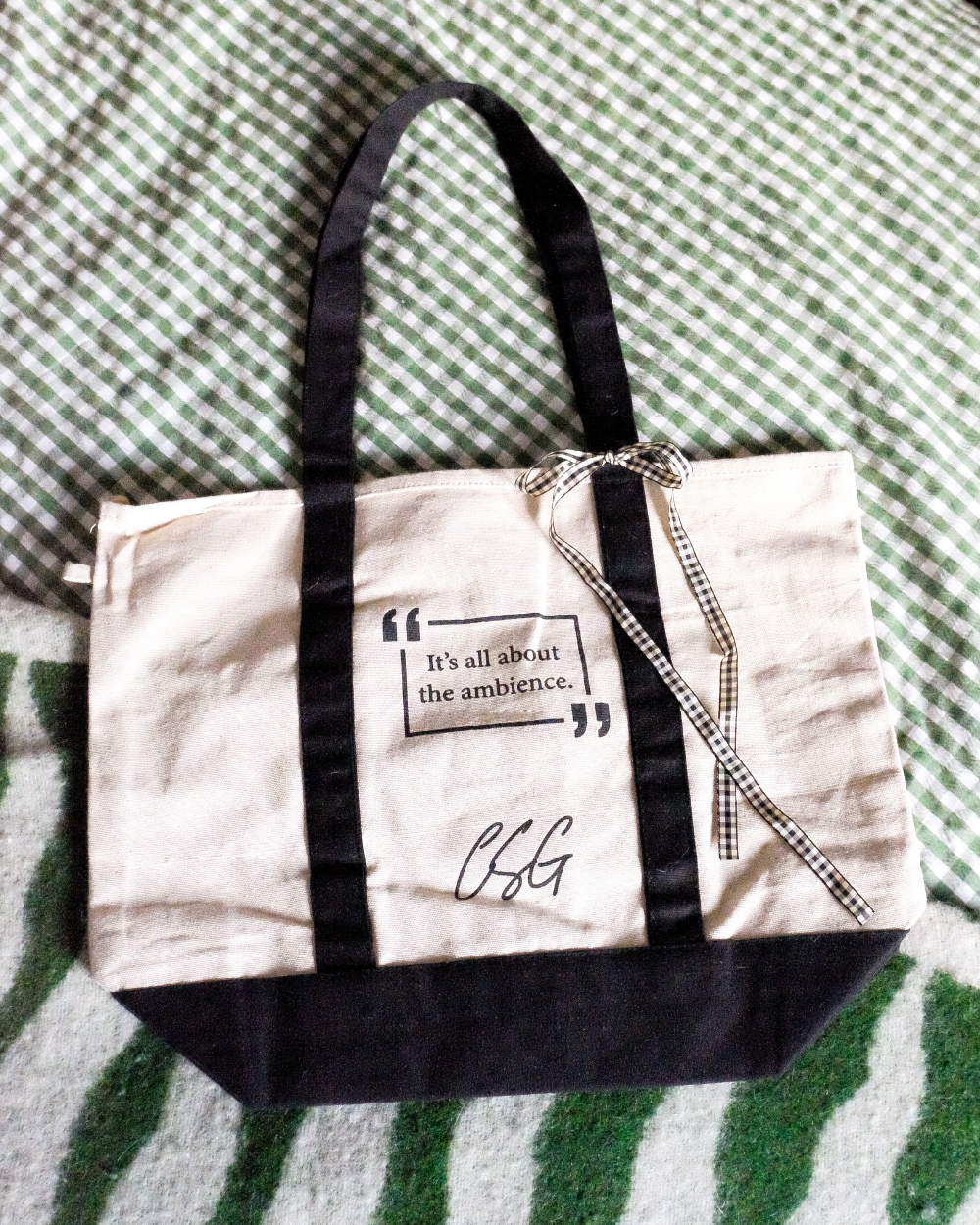 Charity Shop Girl Tote Bag Natural Black 100% Cotton