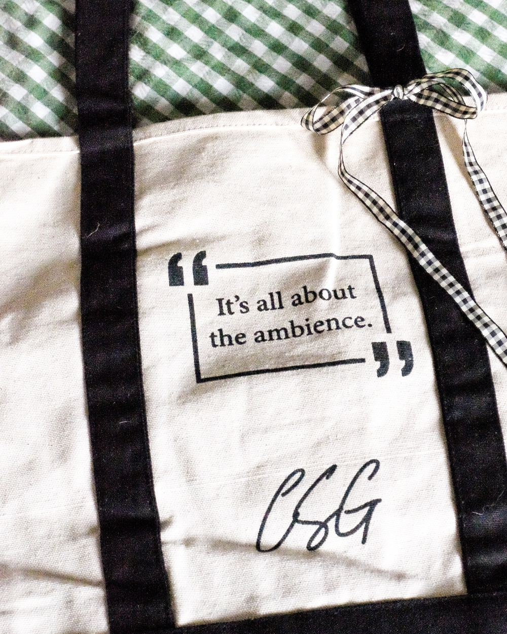 Charity Shop Girl Tote Bag Natural Black 100% Cotton