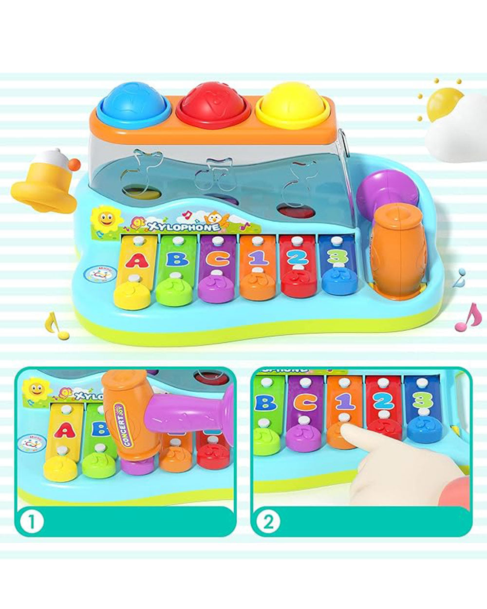 Play Pride Early Education Pop n Play 2 in 1 Xylophone Pound Ball