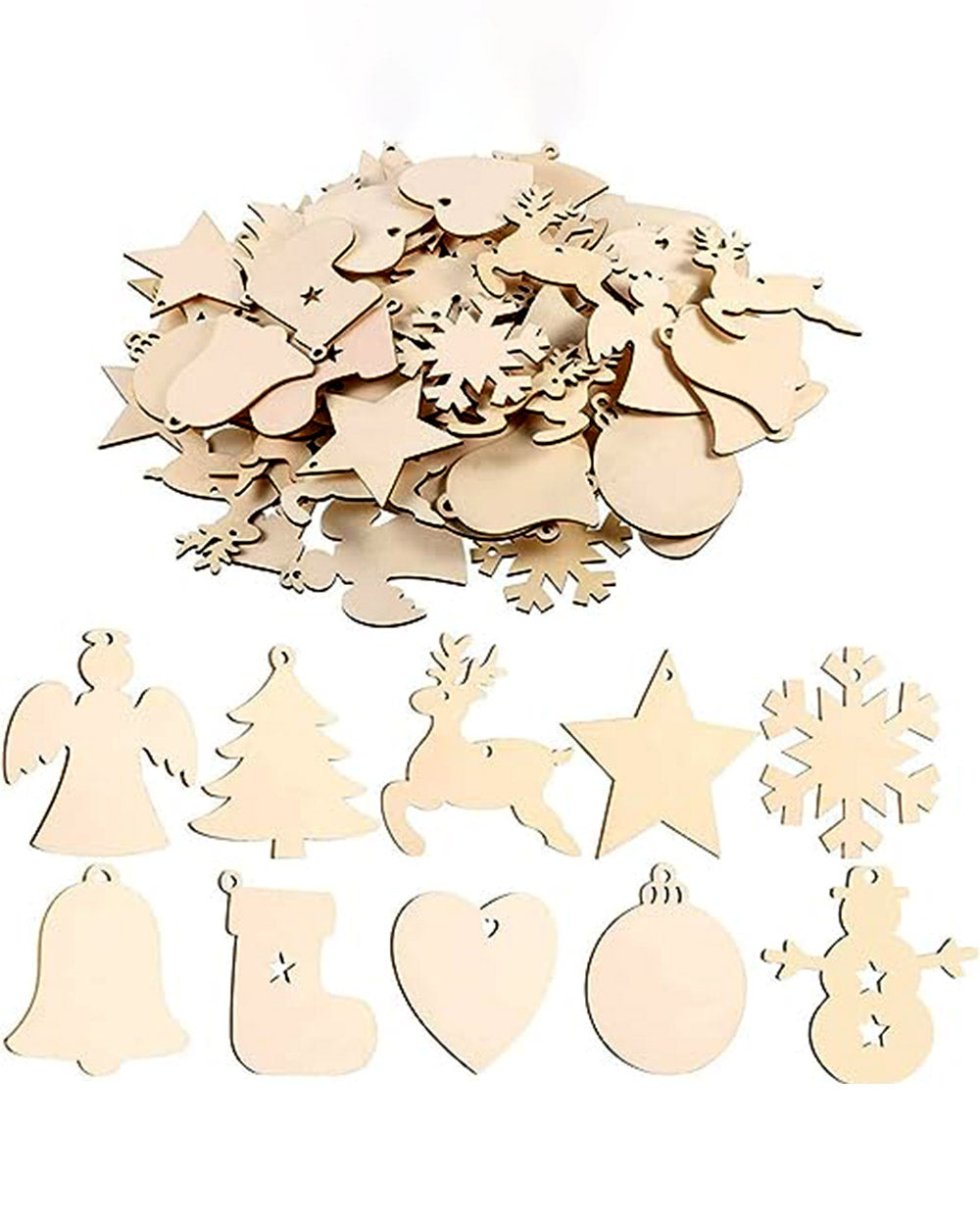 Wooden Christmas Tree Decoration Set 100 Pieces