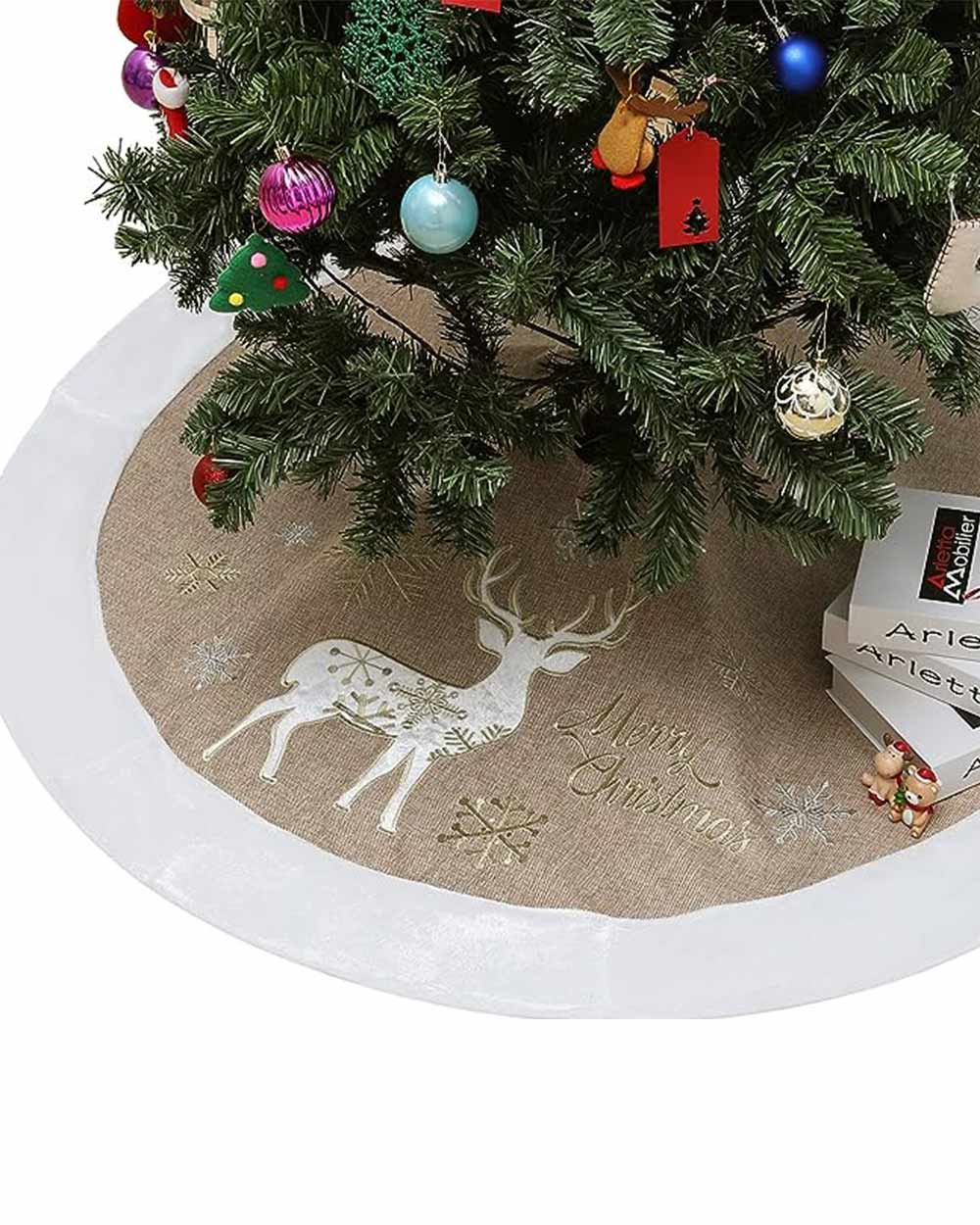 Snowflake Reindeer Christmas Tree Skirt