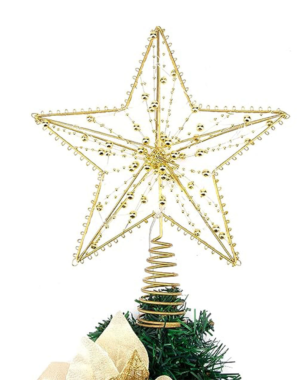This Christmas tree topper is made of high-quality iron wire. The tree topper can be attached securely to your Christmas tree with the sturdy spiral base. Easy to install. It is a quick and easy way to get your home ready for the festive season. Just install 3 x AA batteries to light it up