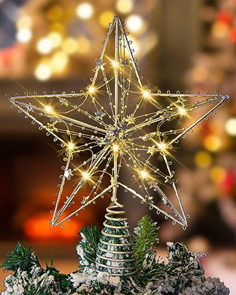 Silver Star Christmas Tree Topper