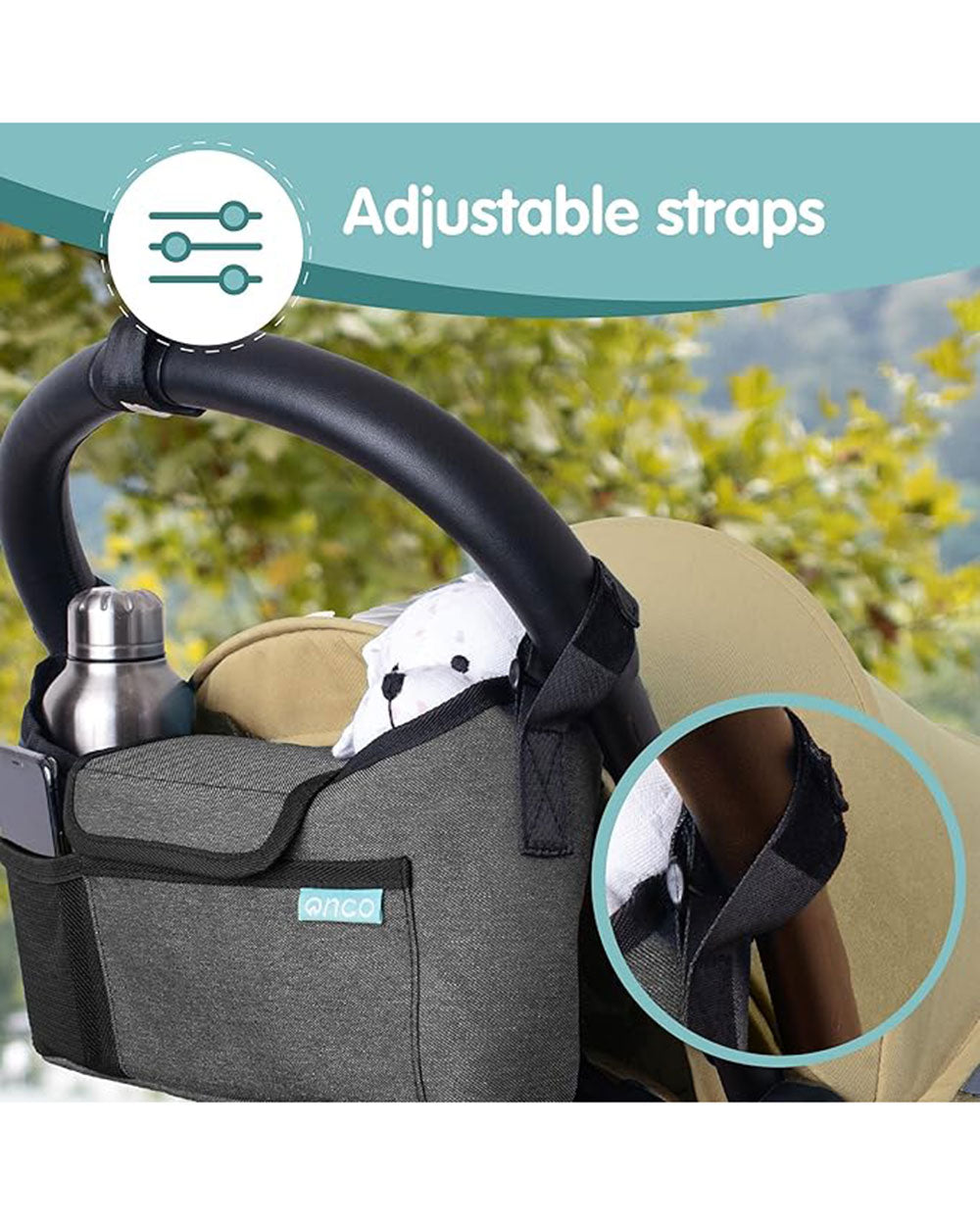 Onco Multifunctional Stroller Pram Organiser Bag Grey