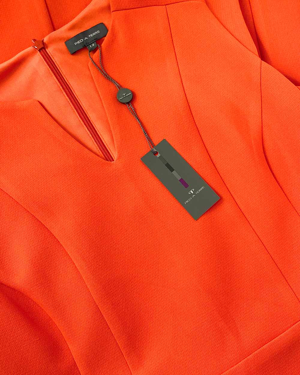Pied A Terra Orange Fitted Dress UK 12