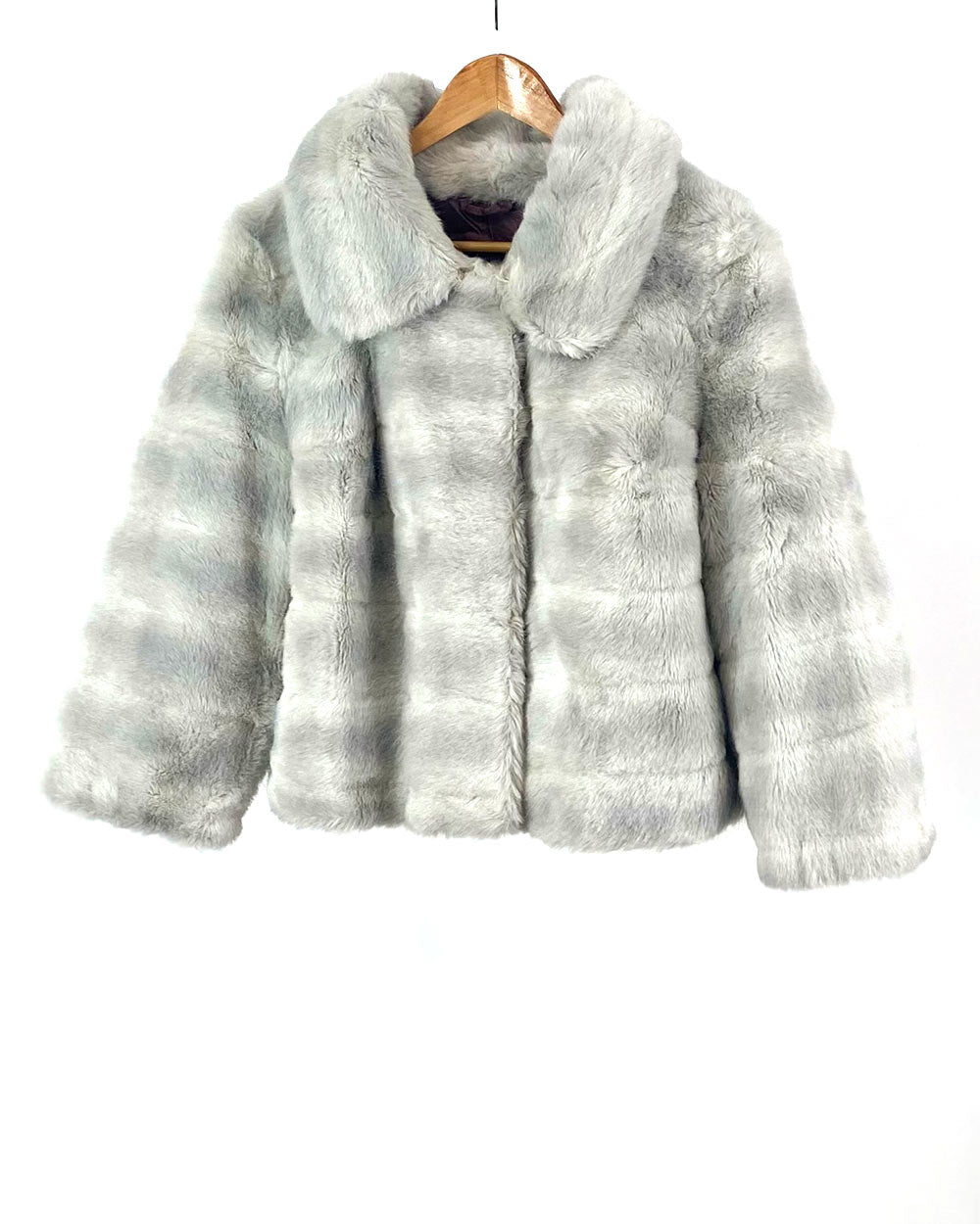 Silver grey faux hot sale fur coat