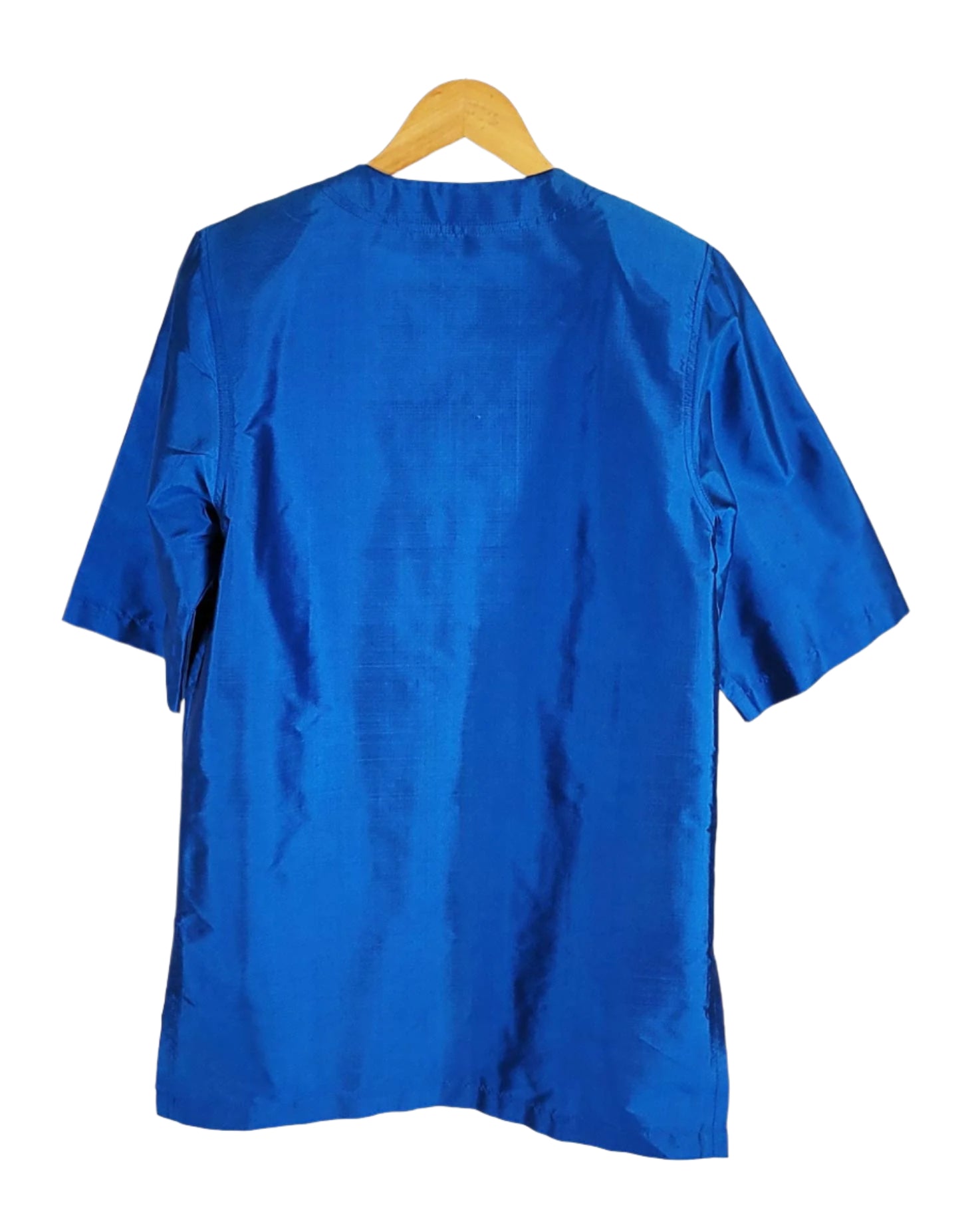 Retro Womens Blue Button Down Blouse Size 10