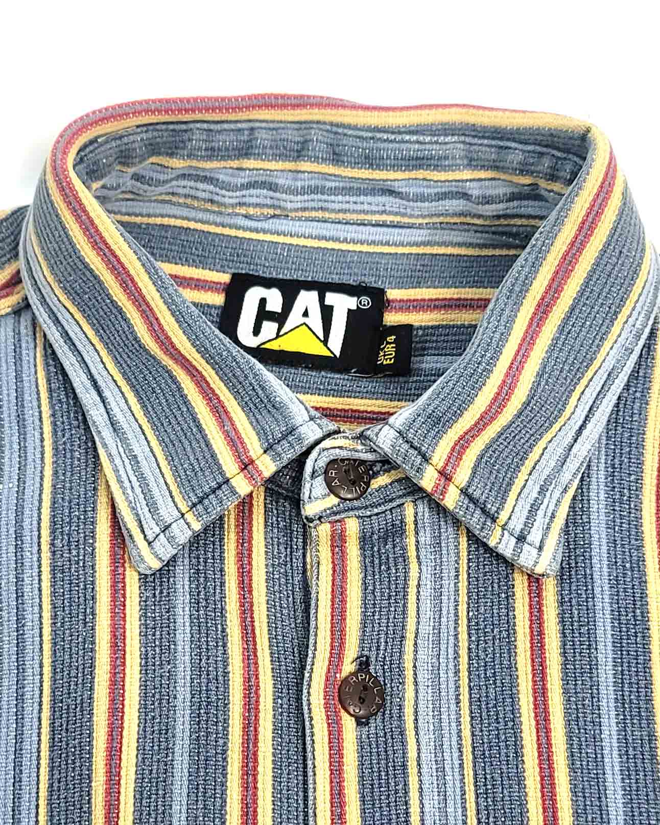 Mens Vintage Caterpillar Striped Shirt Size Large