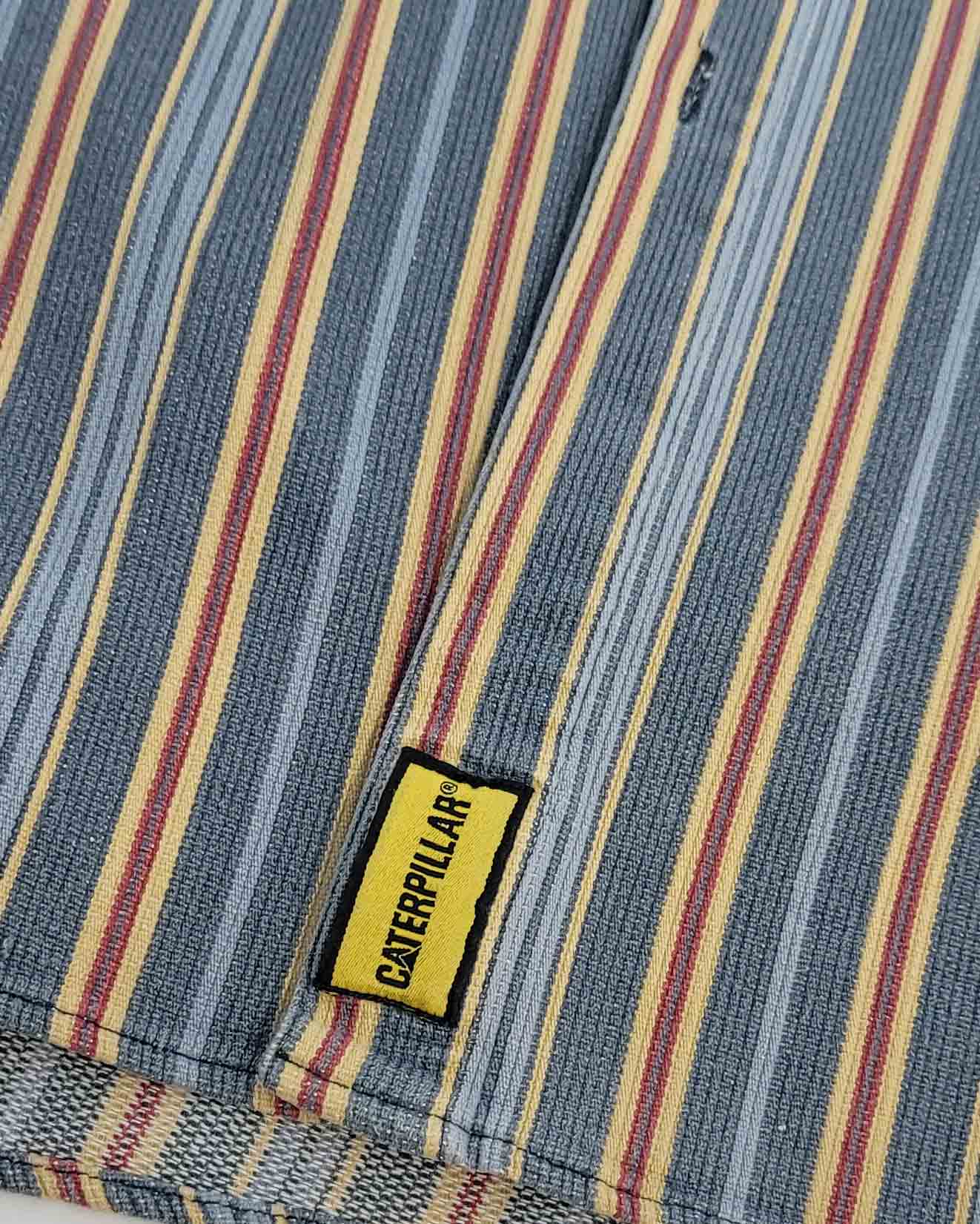 Mens Vintage Caterpillar Striped Shirt Size Large