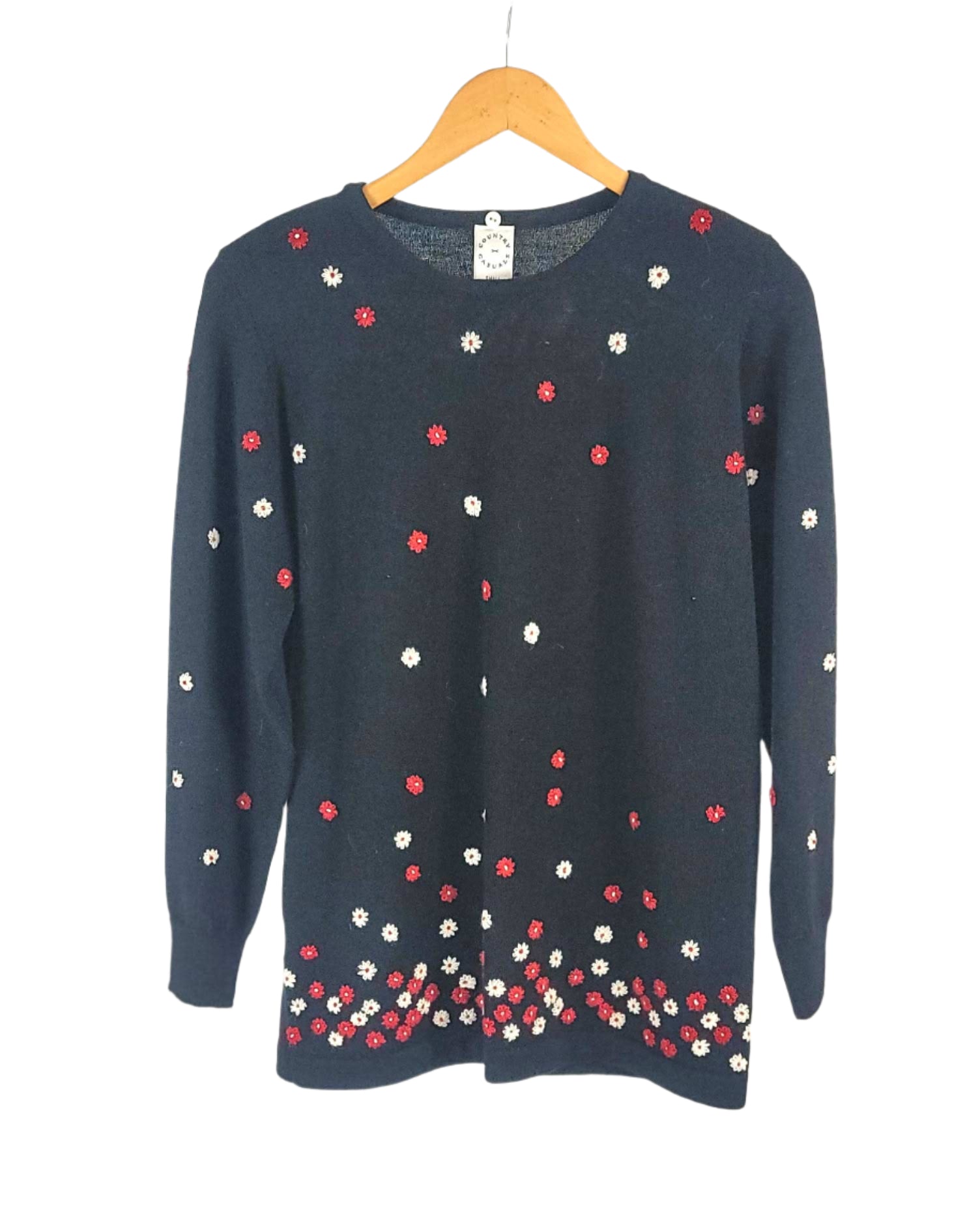 Womens Vintage Country Casual Black Jumper Small
