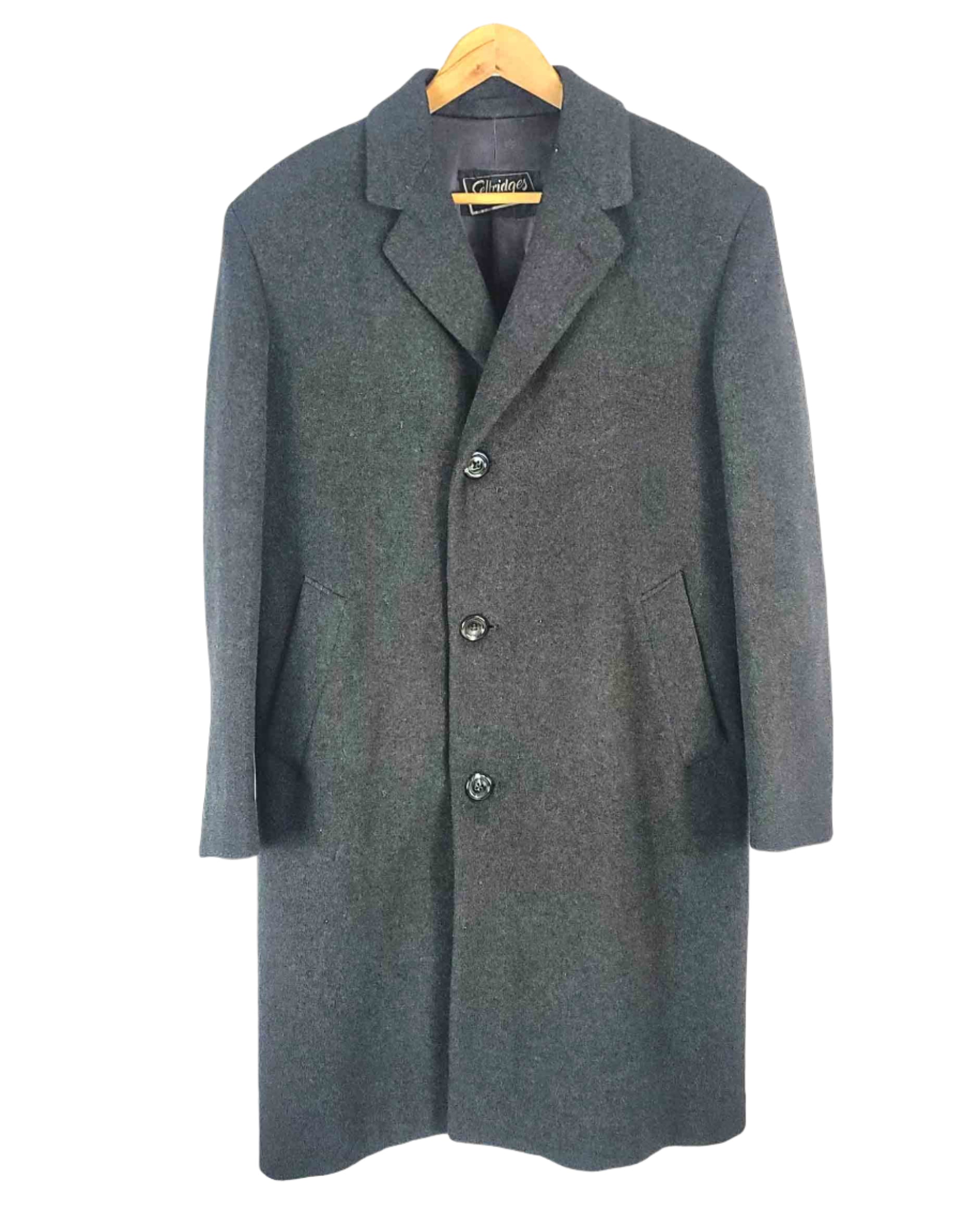 Mens Selfridges Long Over Coat Black