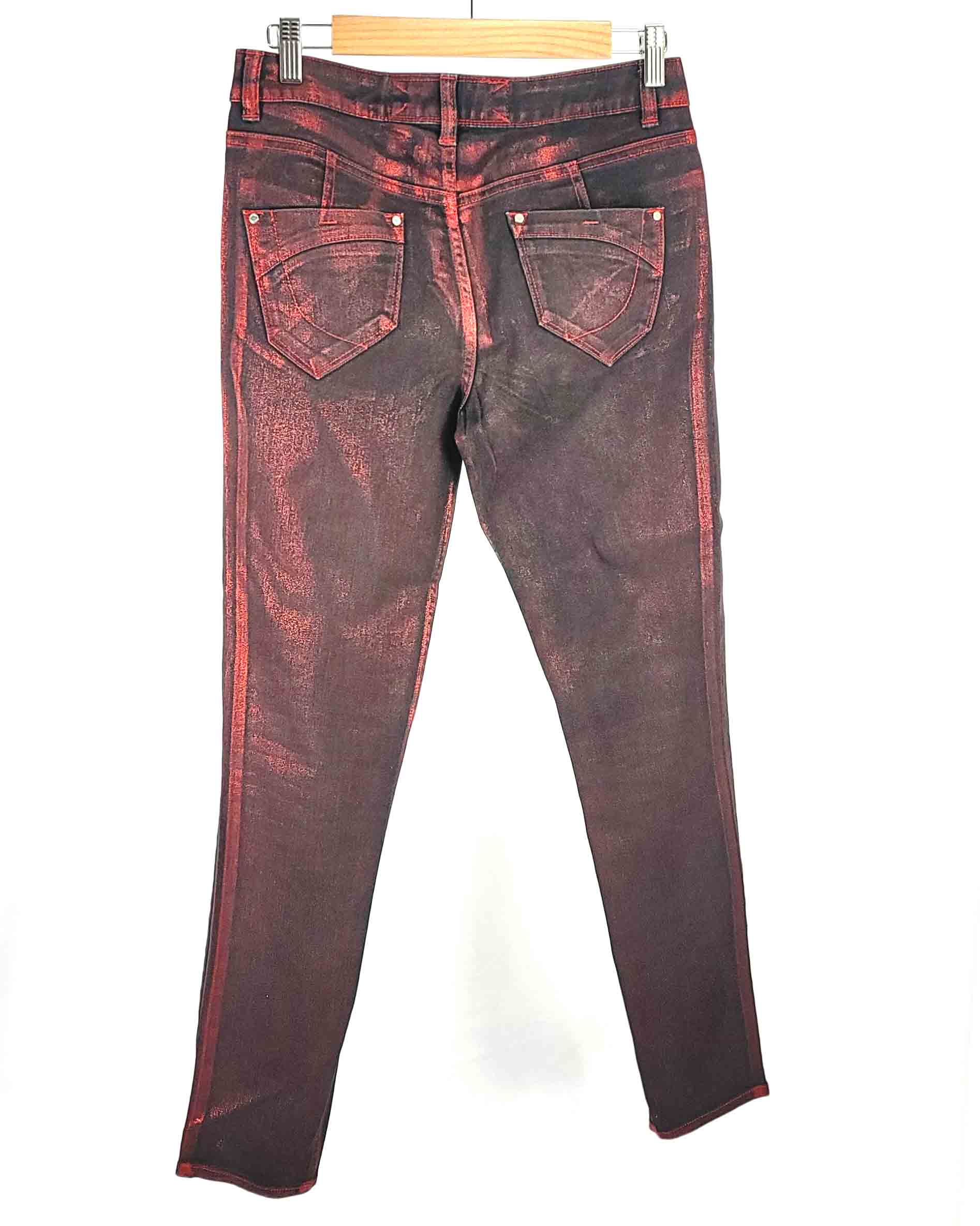 Karen Millen Black Red Metalic Jeans UK12