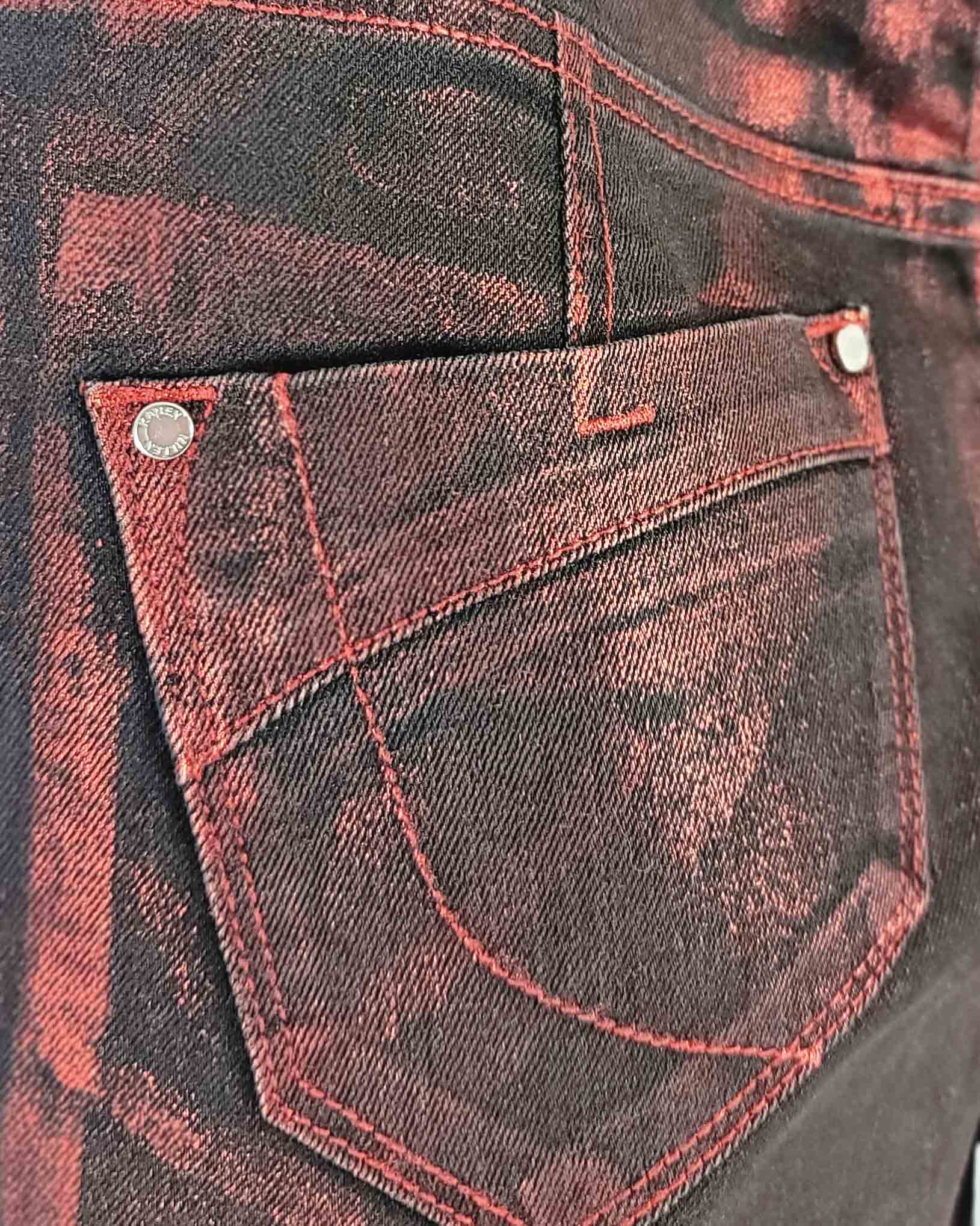 Karen Millen Black Red Metalic Jeans UK12