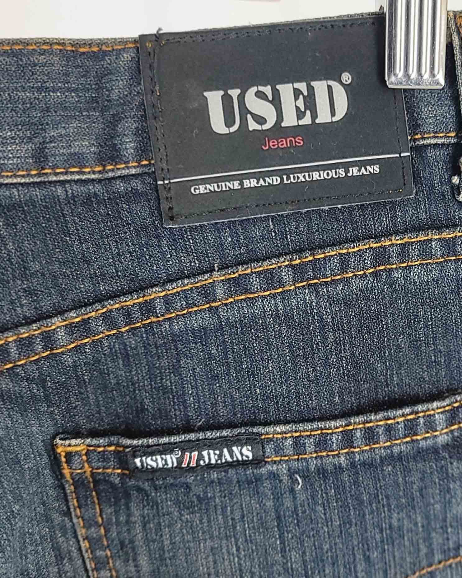 Womens USED JEANS Blue Jeans Red Tiger Stripes W30